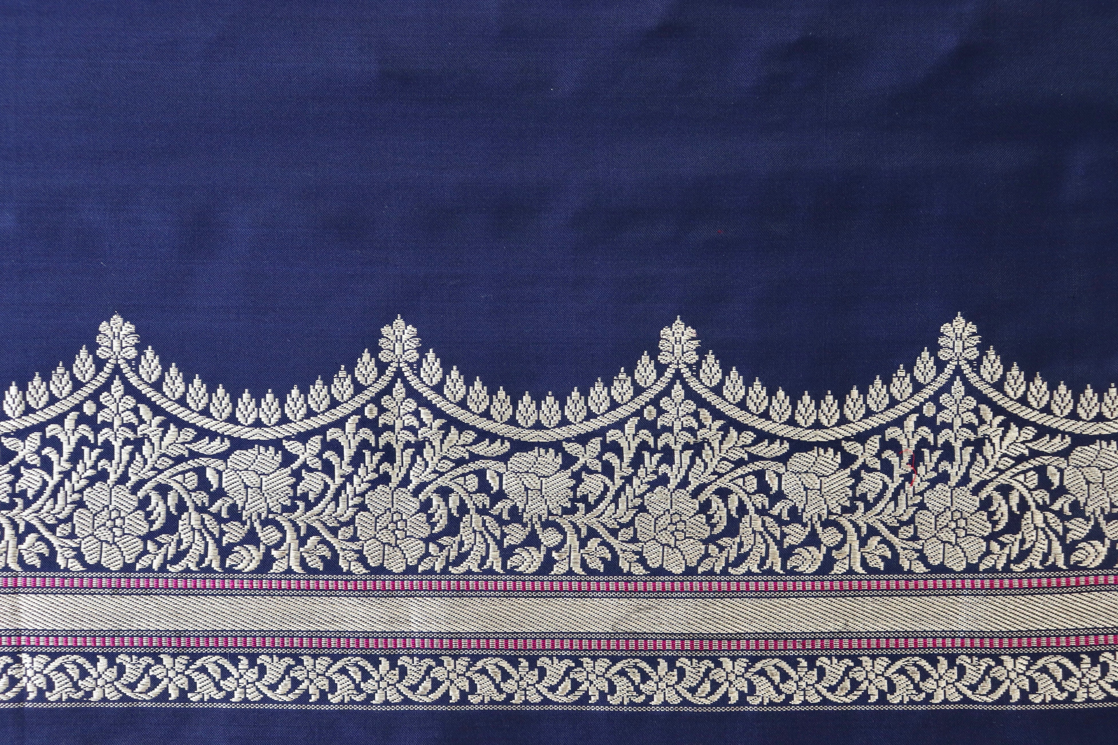 Midnight Blue Butterfly Motif Pure Silk Handloom Banarasi Saree