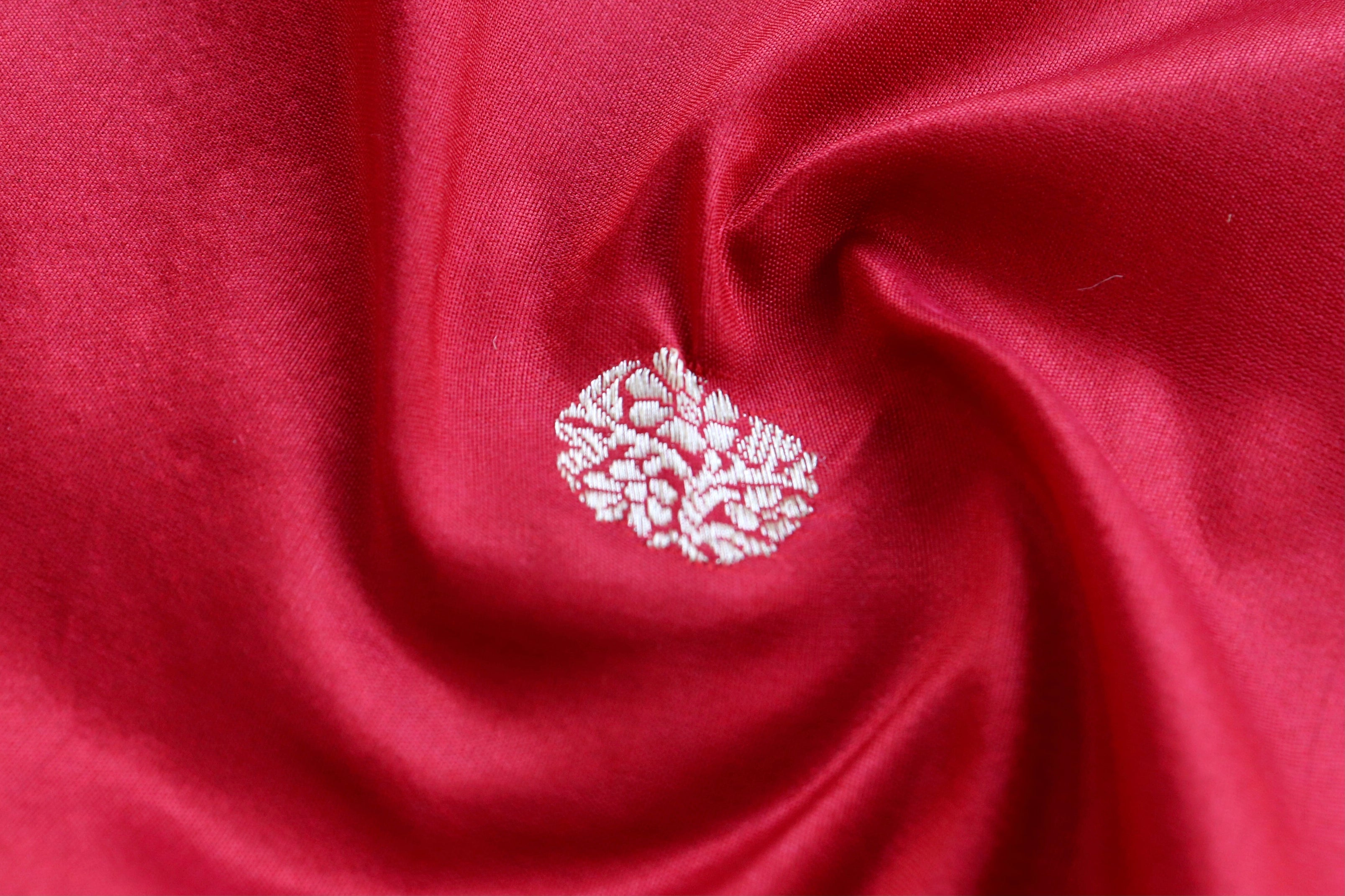 Red Ginnie Motif Pure Silk Handloom Banarasi Saree