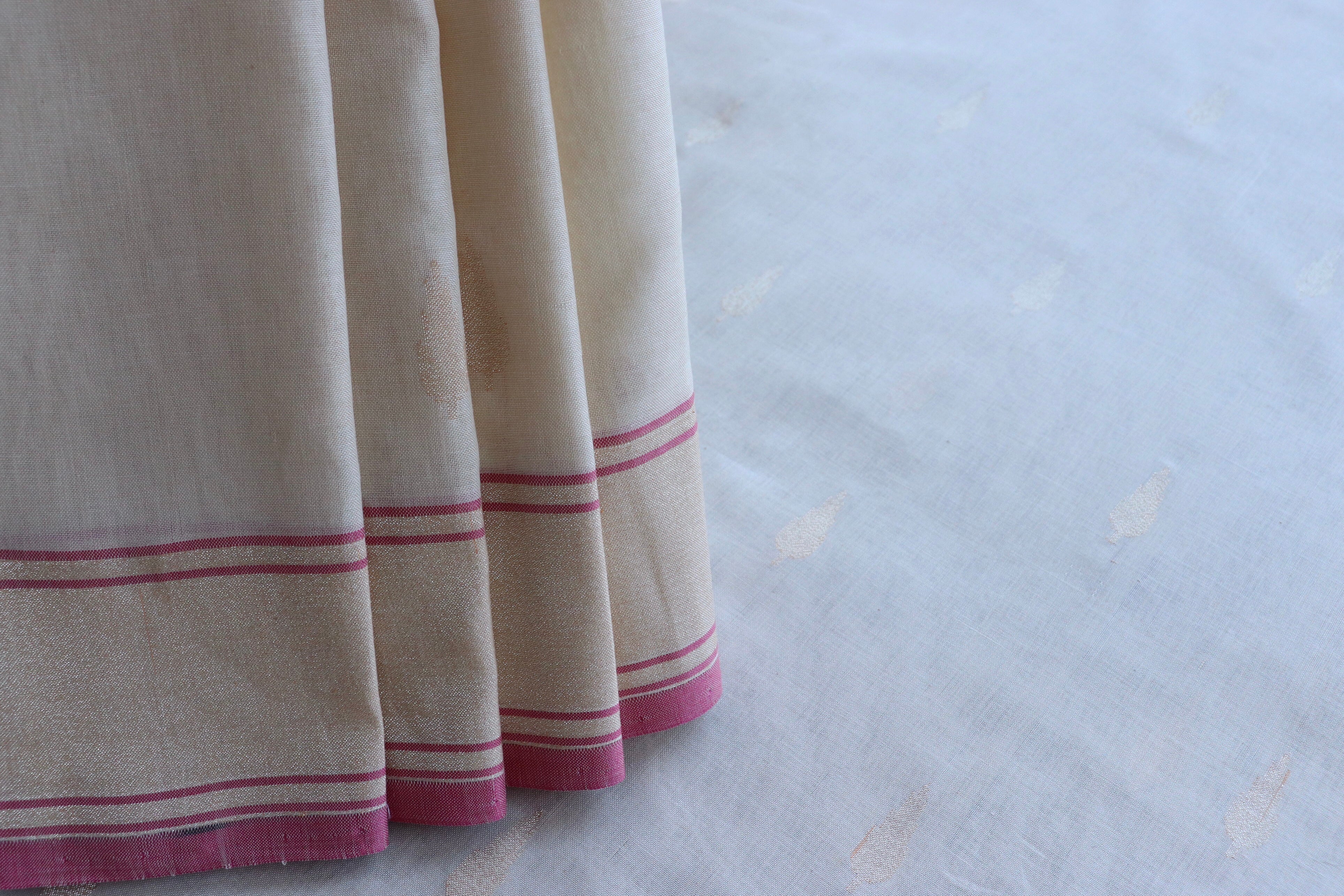 Shwetambari Pure Zari Handwoven Cotton Banarasi Saree