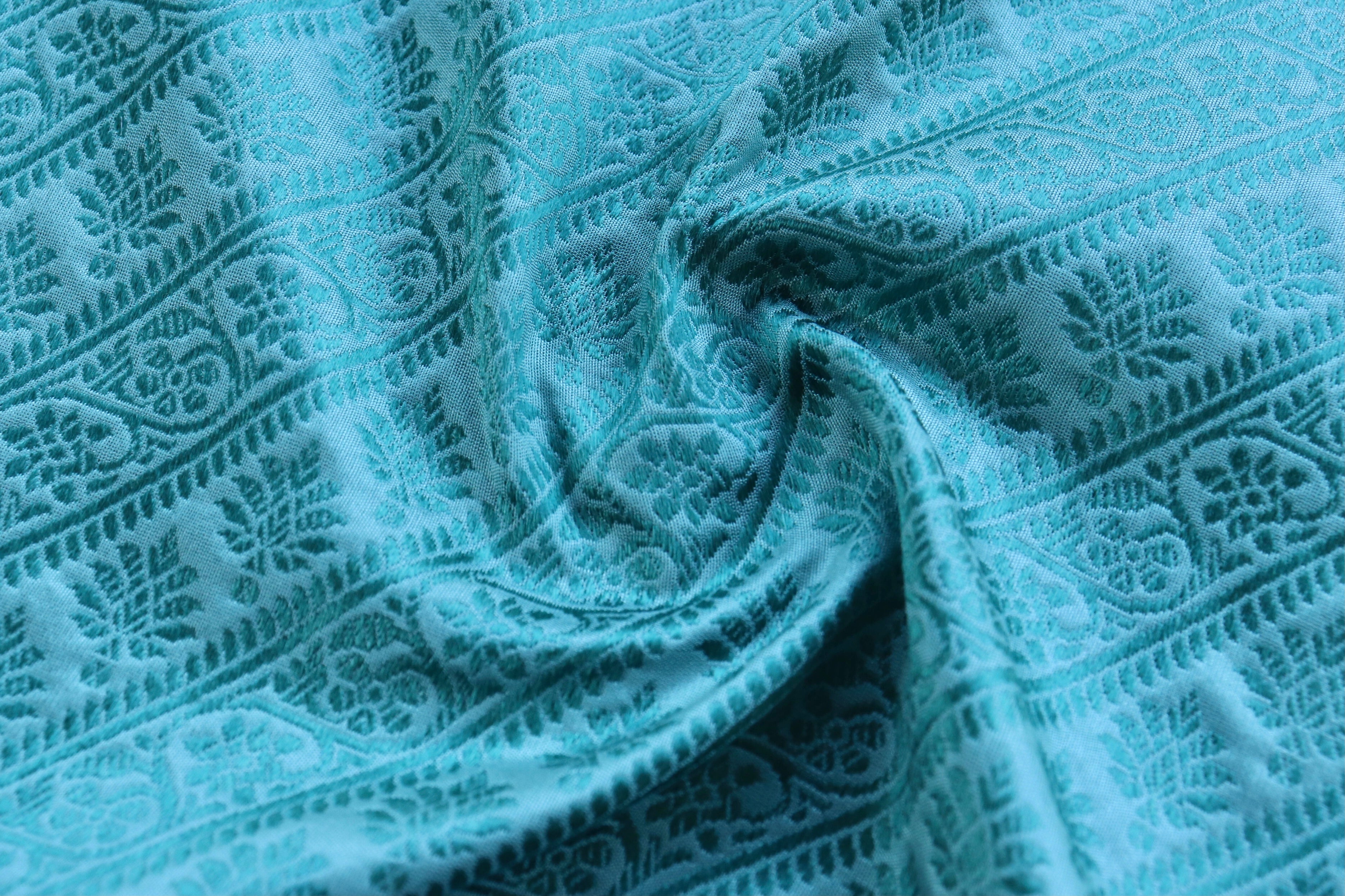 Sea Blue Resham Handwoven Banarasi Tanchoi Silk Saree