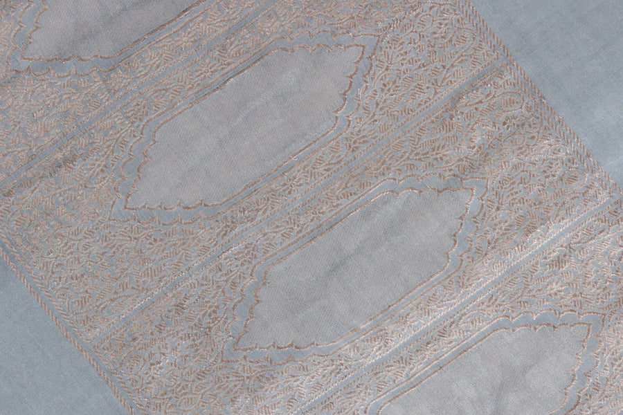 Grey Kadhua Motif Munga Silk Saree | Stuti Weaves