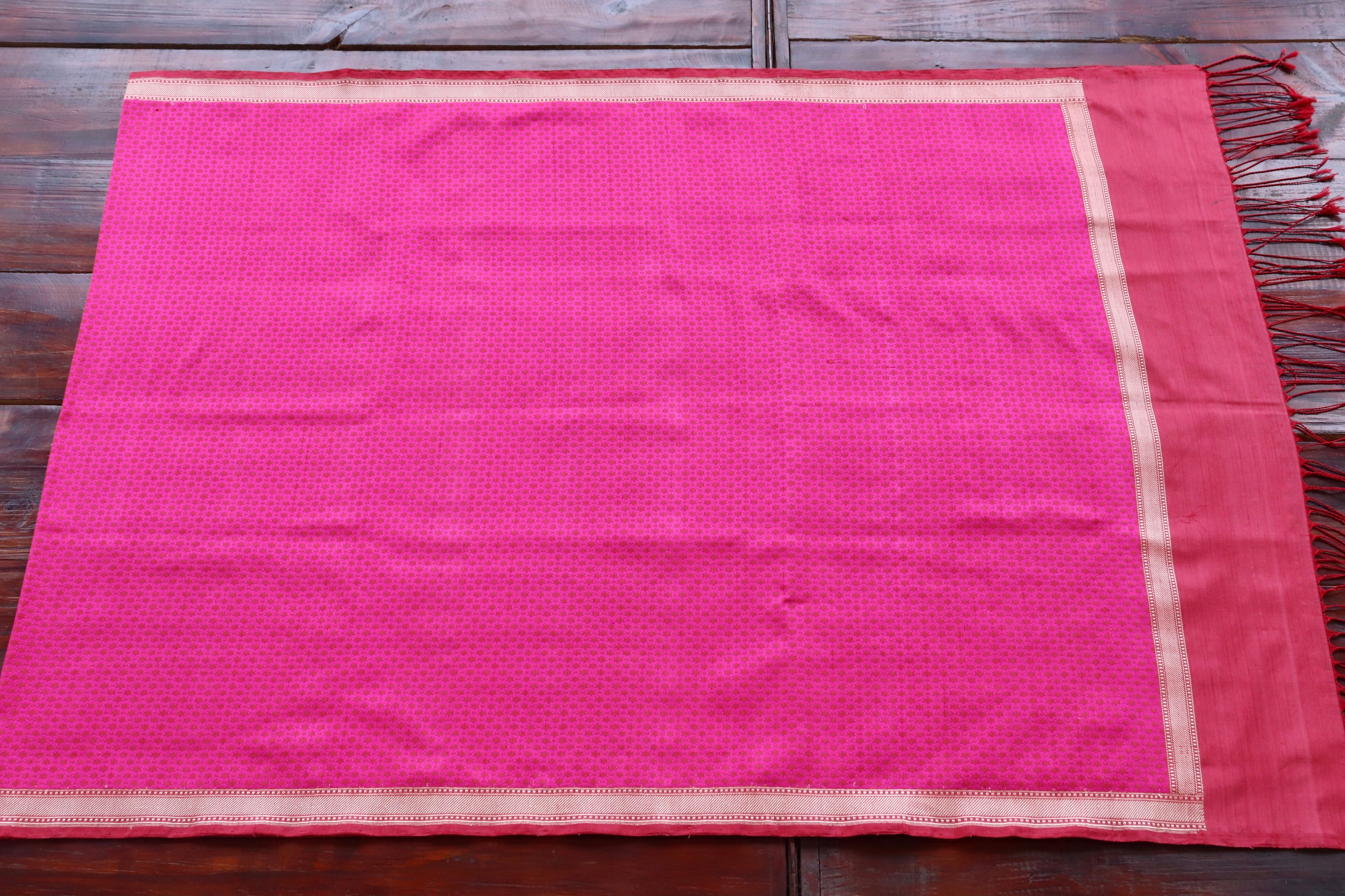 Rani Pink Silk Handloom Banarasi Stole