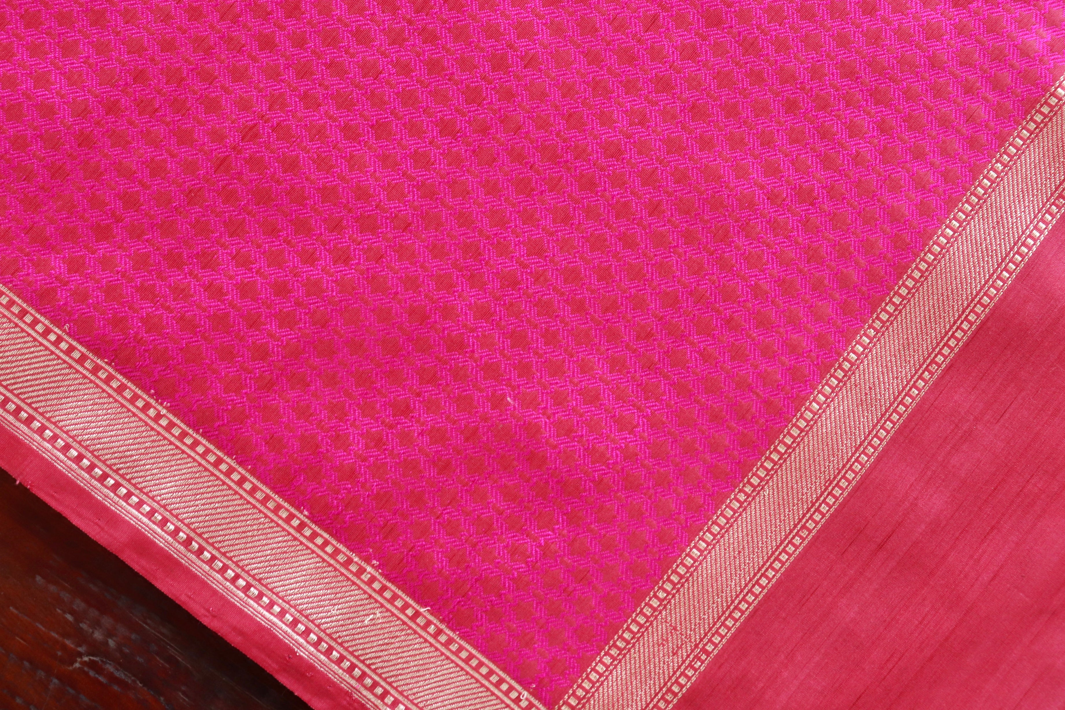Rani Pink Silk Handloom Banarasi Stole
