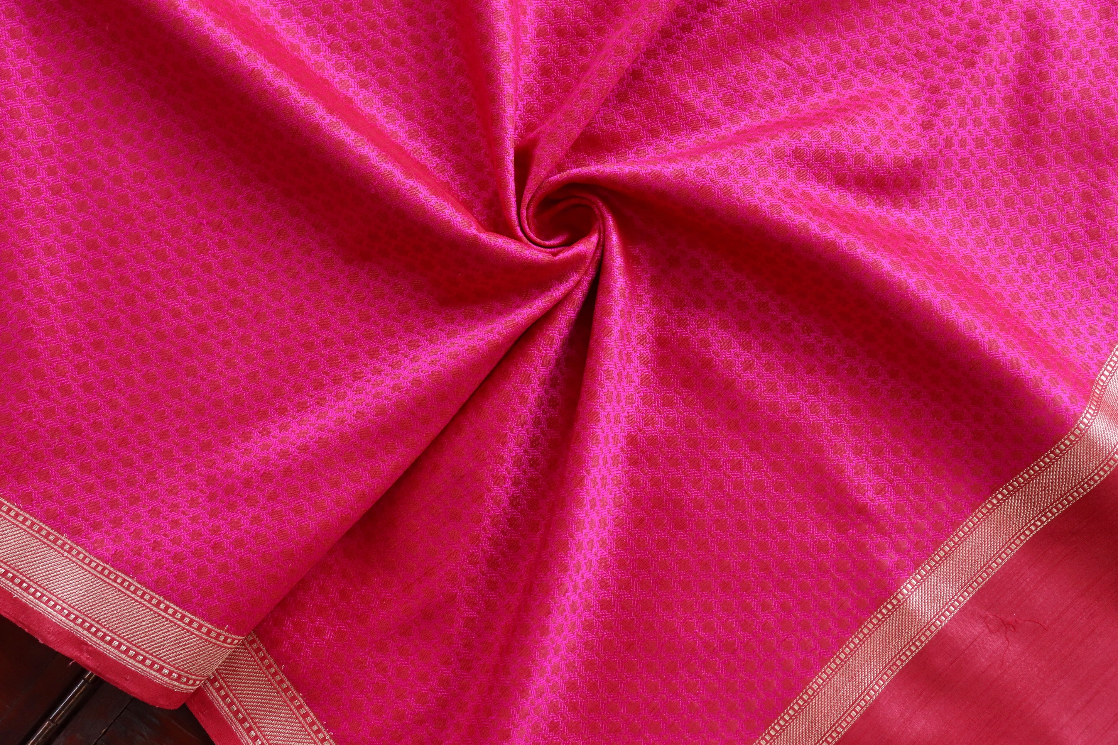 Rani Pink Silk Handloom Banarasi Stole