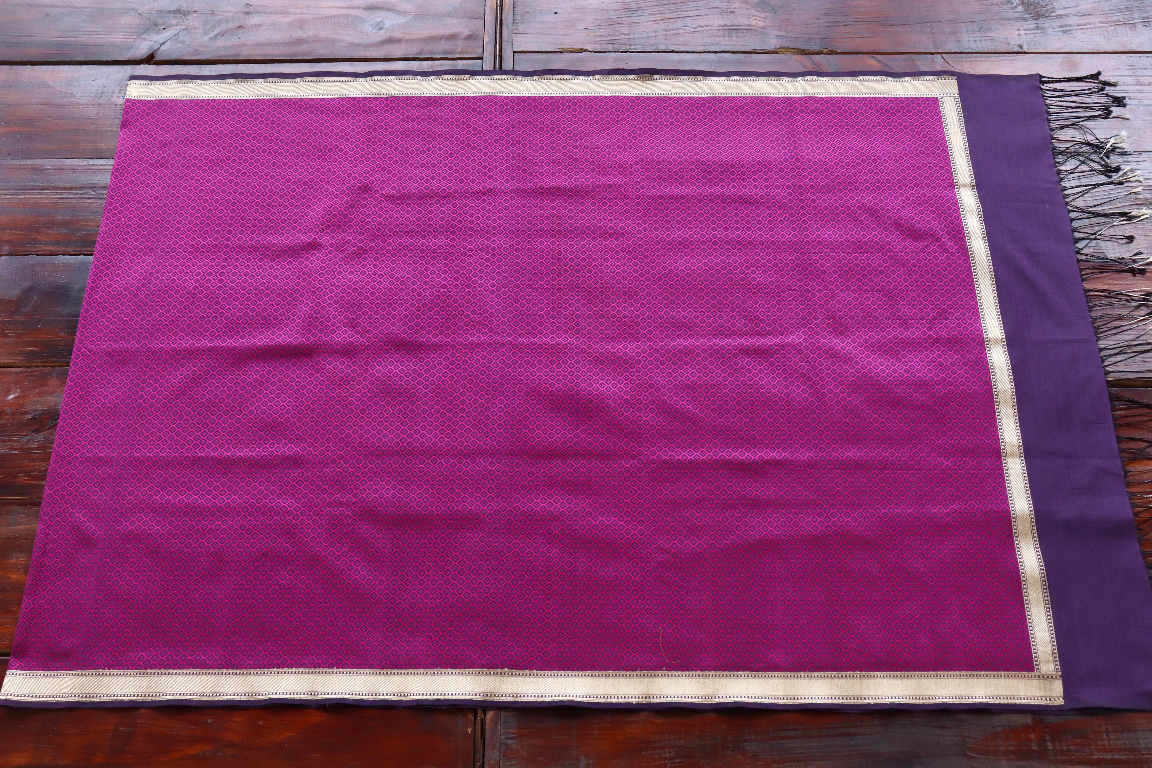 Purple Silk Handloom Banarasi Stole