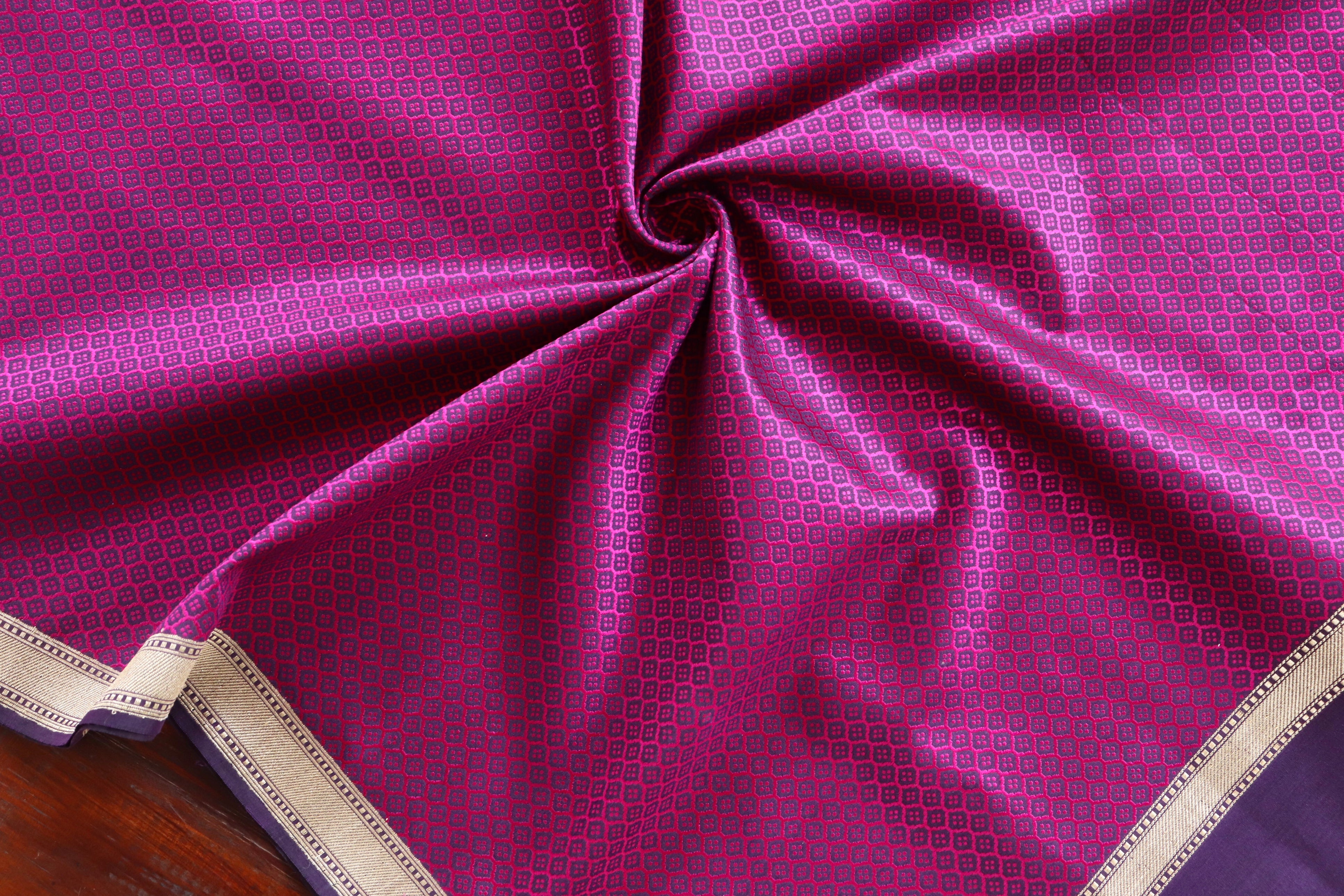 Purple Silk Handloom Banarasi Stole