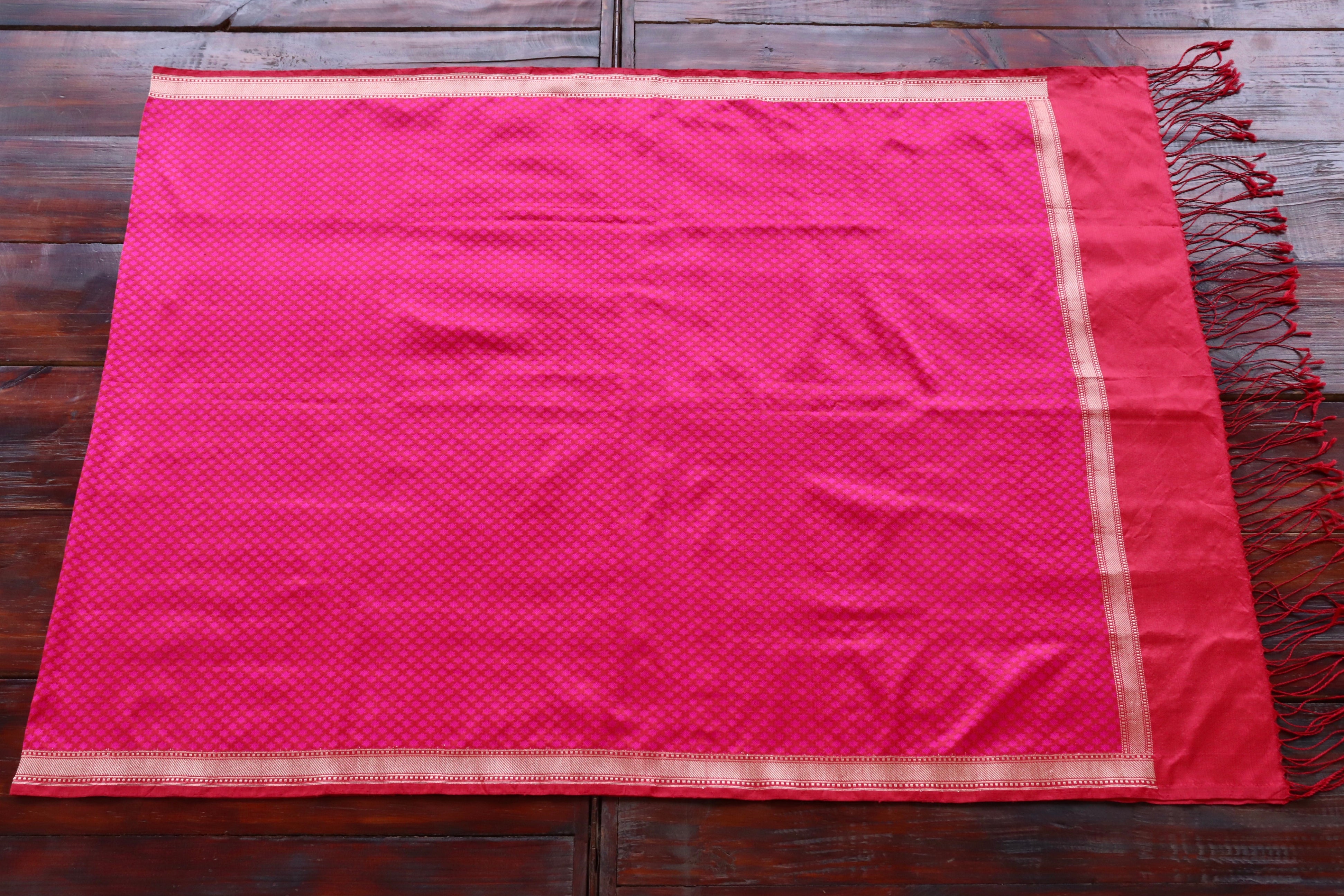 Rani Pink Silk Handloom Banarasi Stole