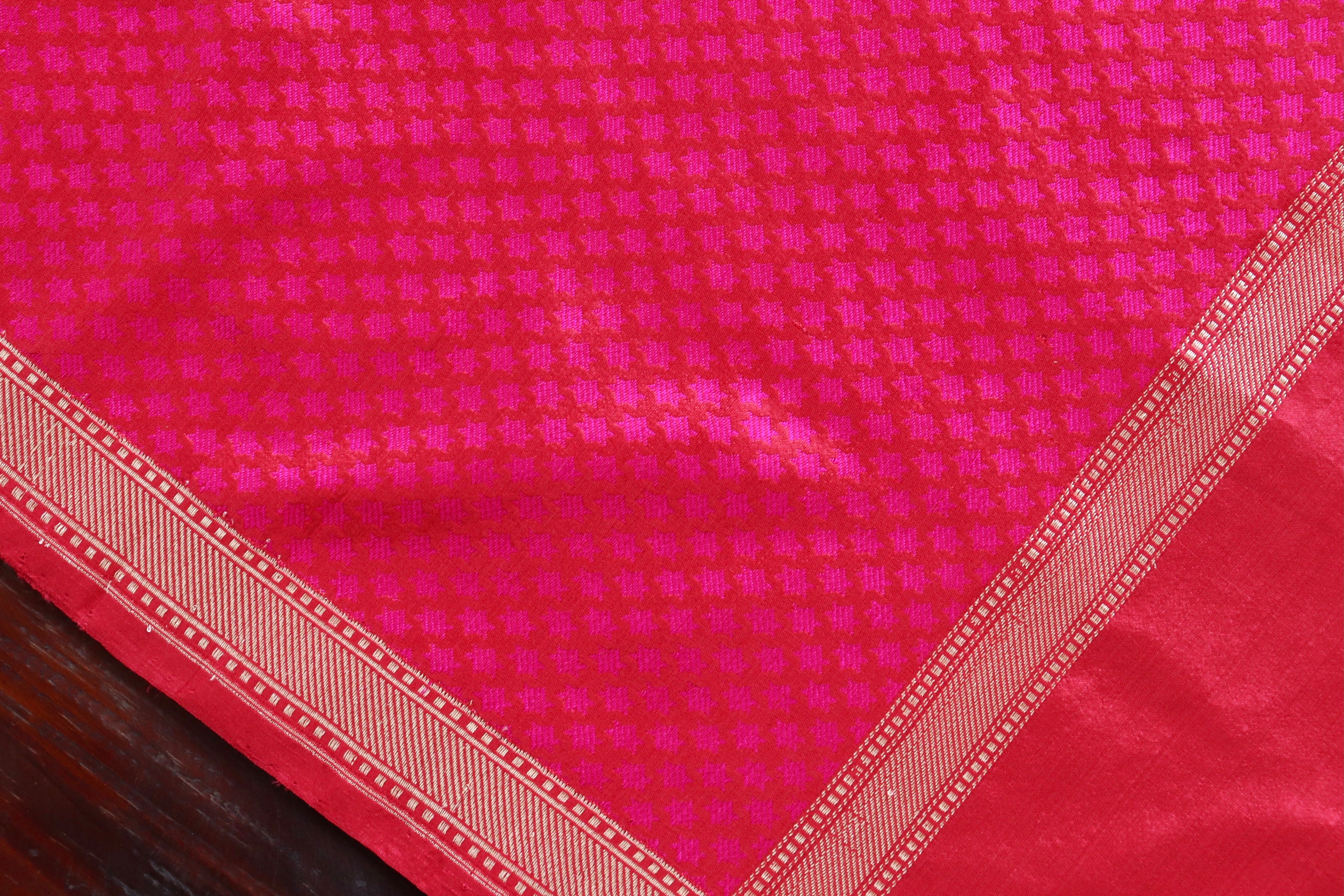 Rani Pink Silk Handloom Banarasi Stole