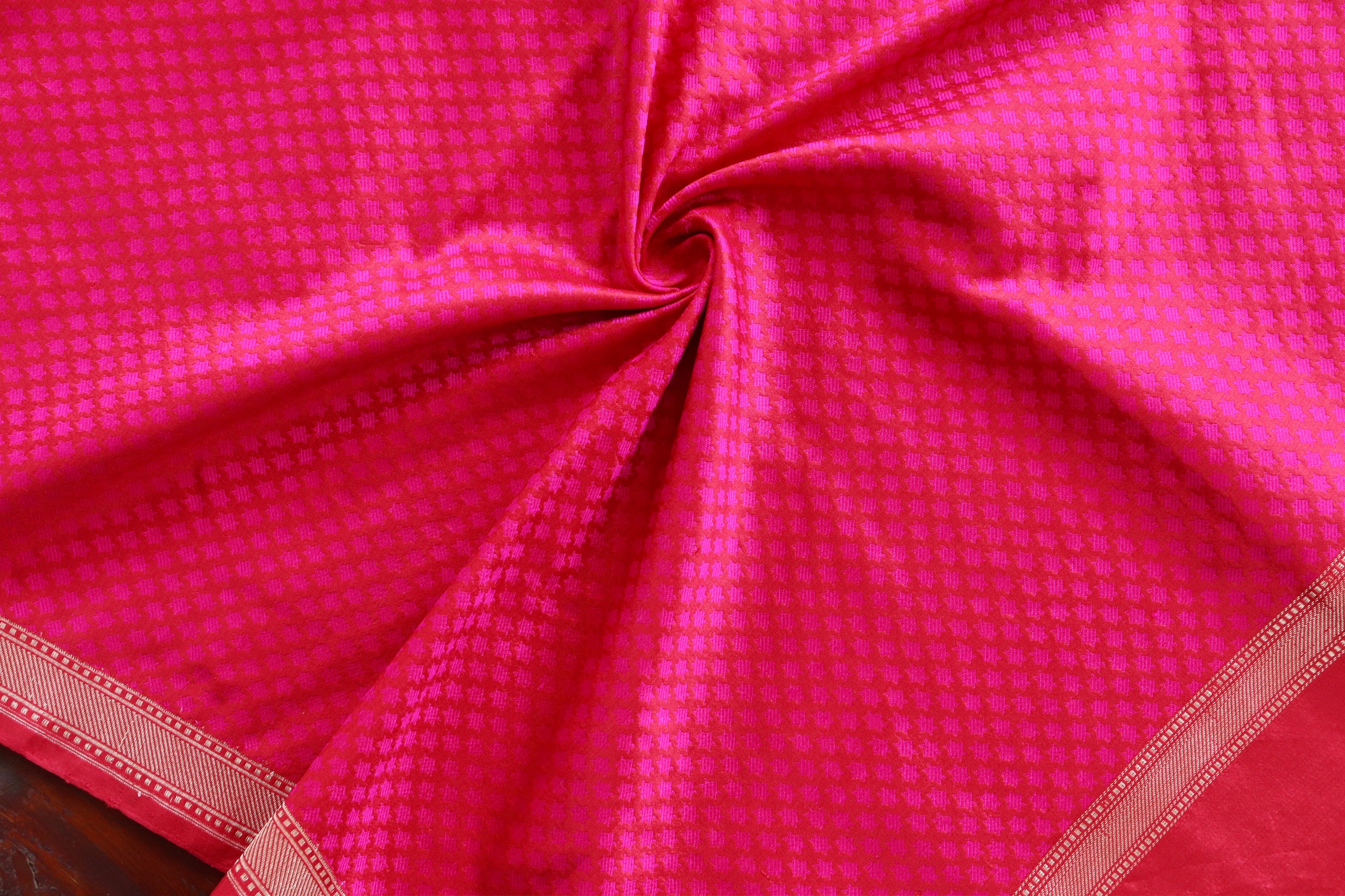 Rani Pink Silk Handloom Banarasi Stole