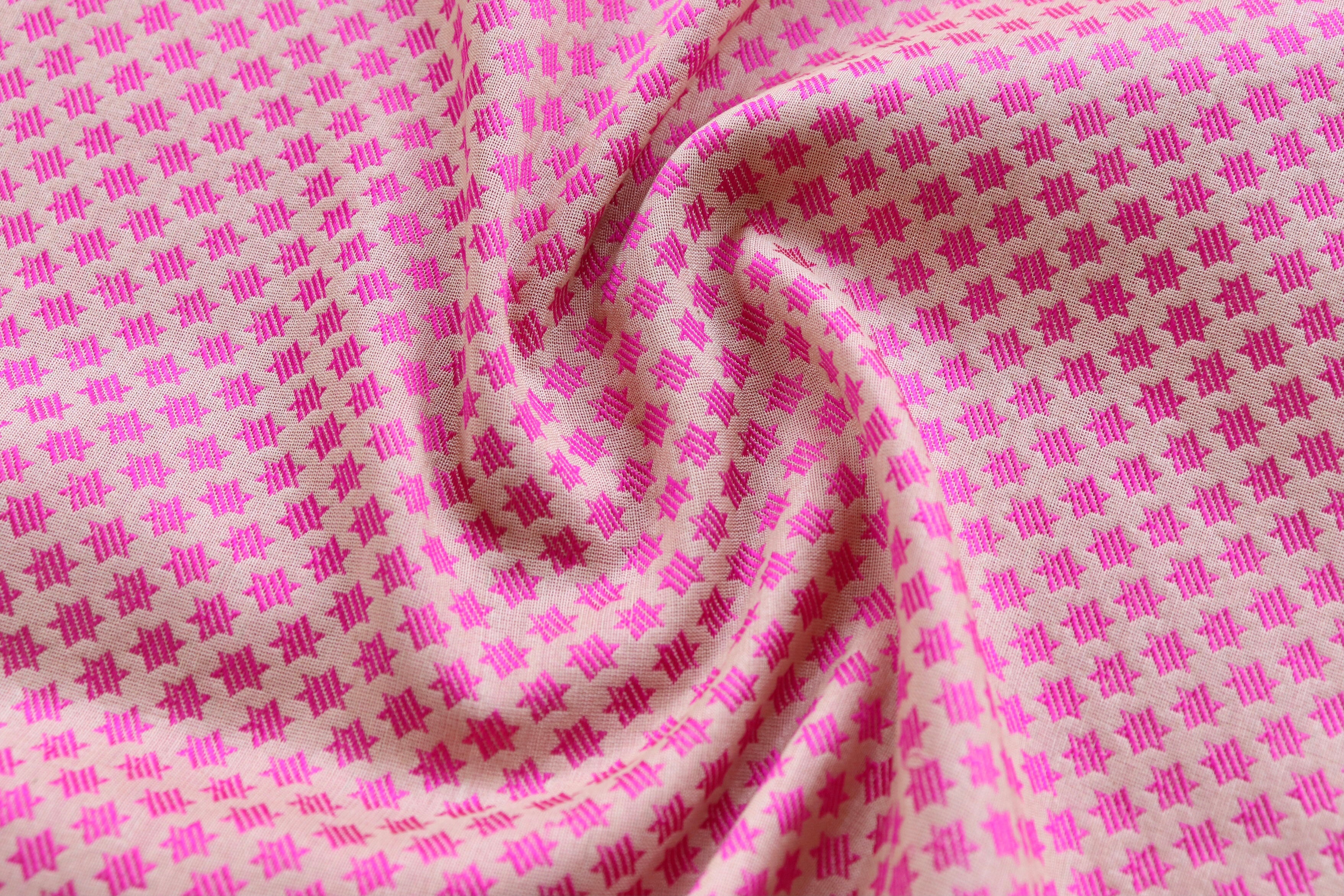 Beige & Pink Silk Handloom Banarasi Stole