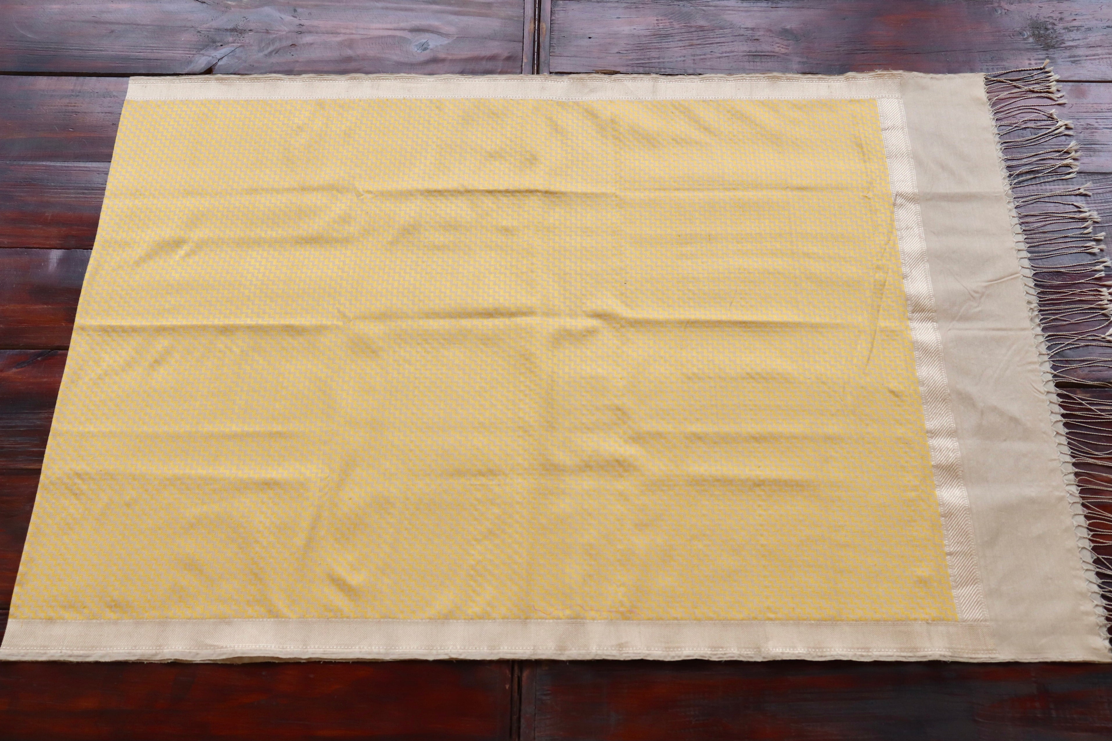 Beige & Yellow Silk Banarasi Stole | Stuti Weaves