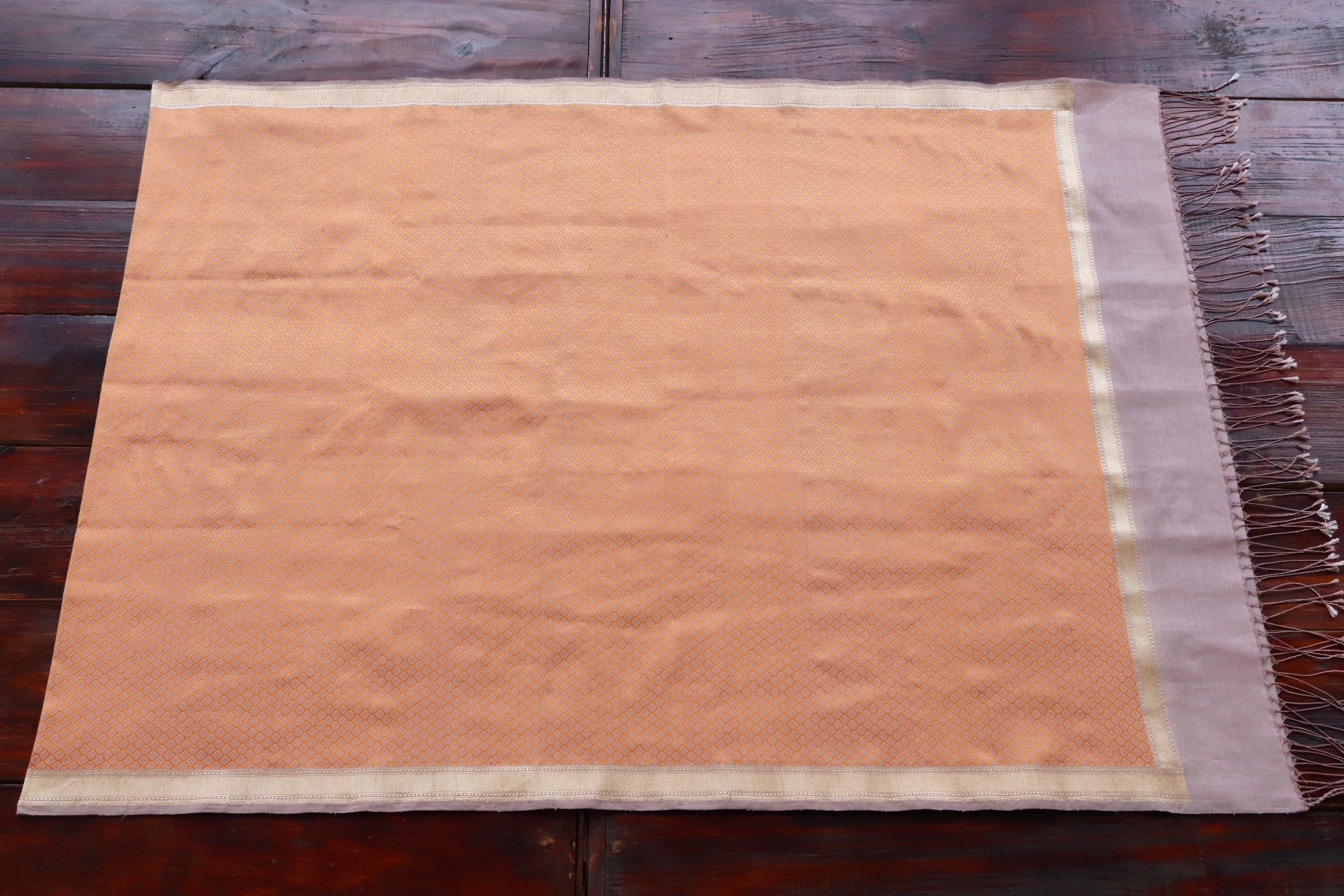 Pale Pink & Orange  Handloom Banarasi Stole