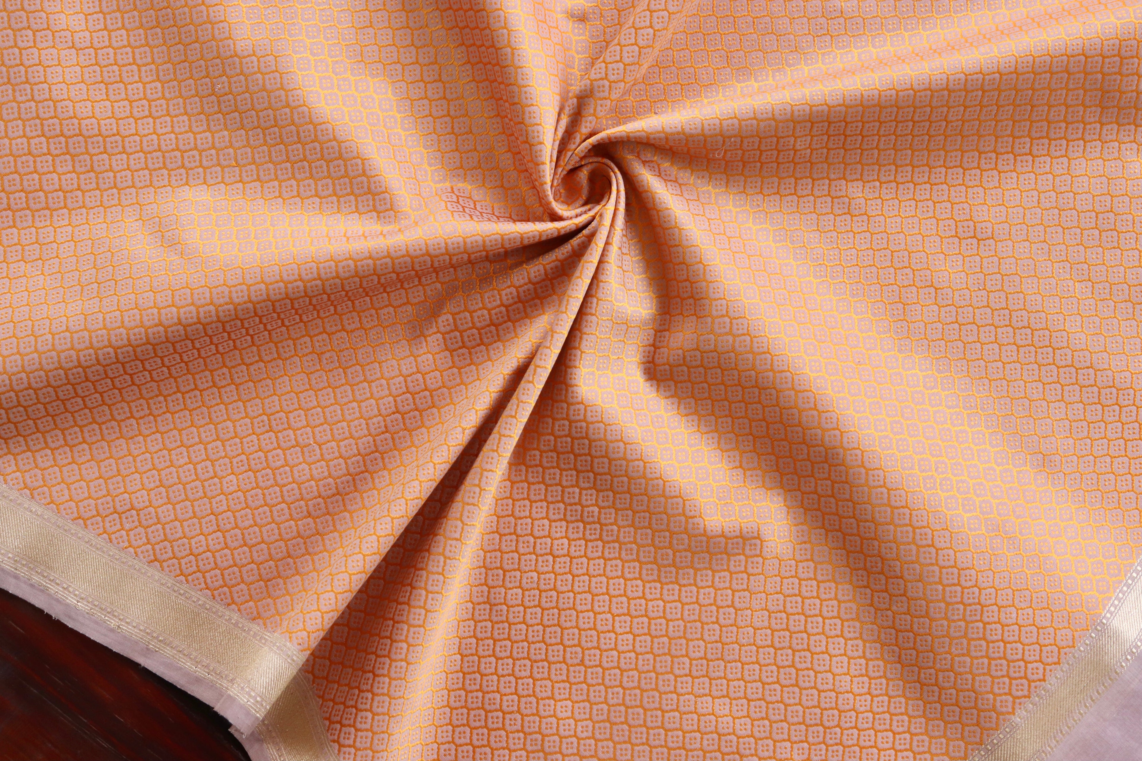 Pale Pink & Orange  Handloom Banarasi Stole