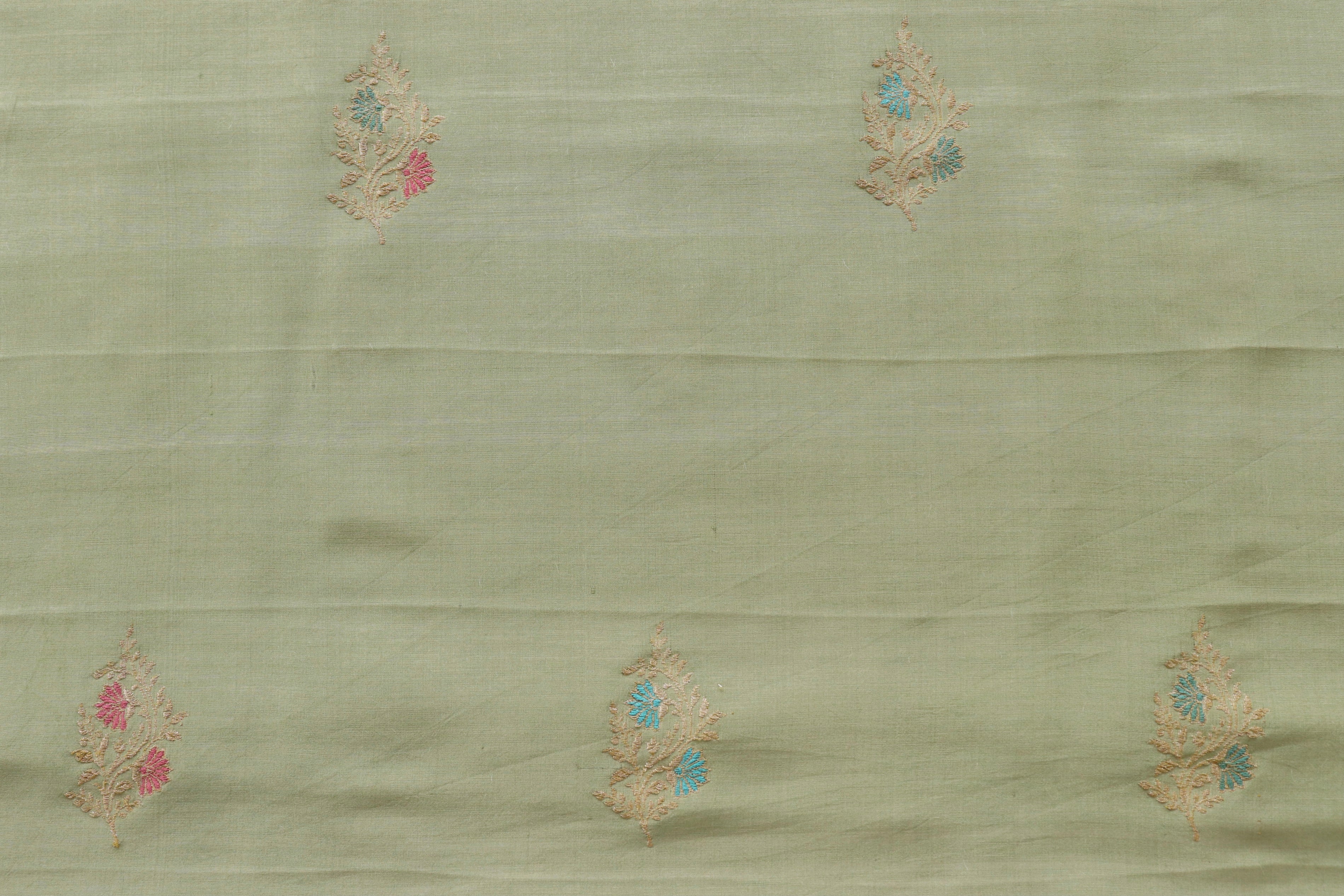 Lilac Grey Dupatta & Pista Green Kurta Munga Silk | Stuti Weaves