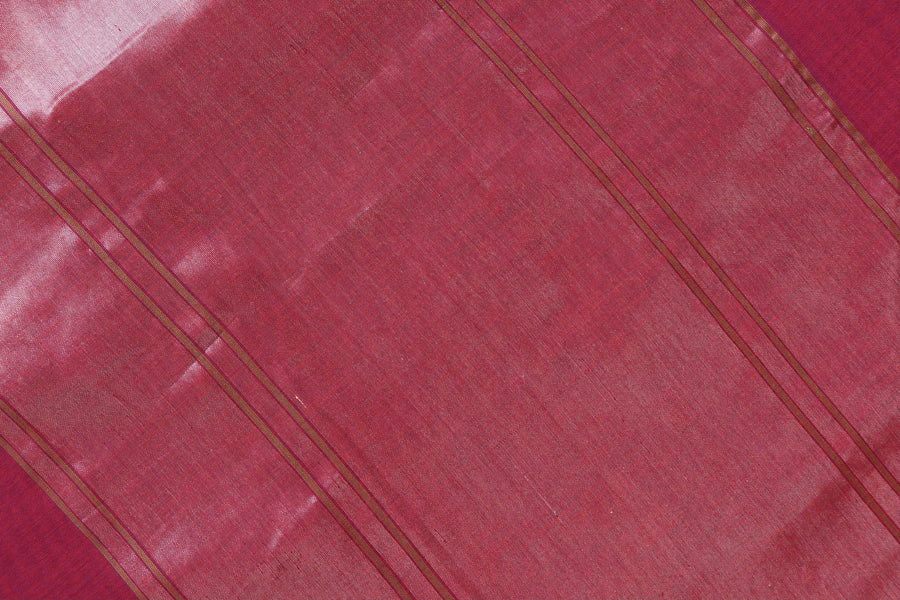 Burgundy Cotton Kadhua Motif Banarasi Handloom Saree