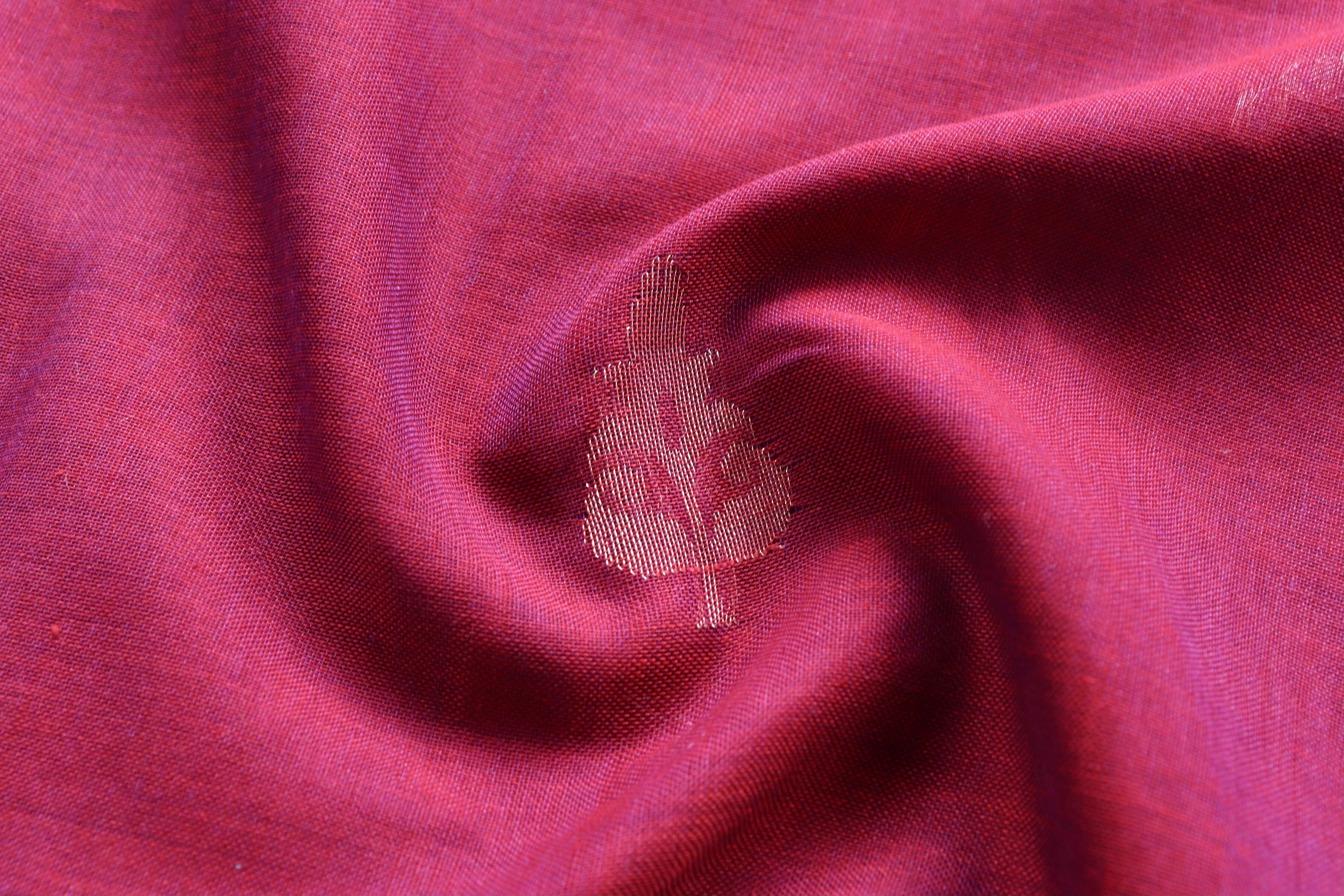 Burgundy Cotton Kadhua Motif Banarasi Handloom Saree