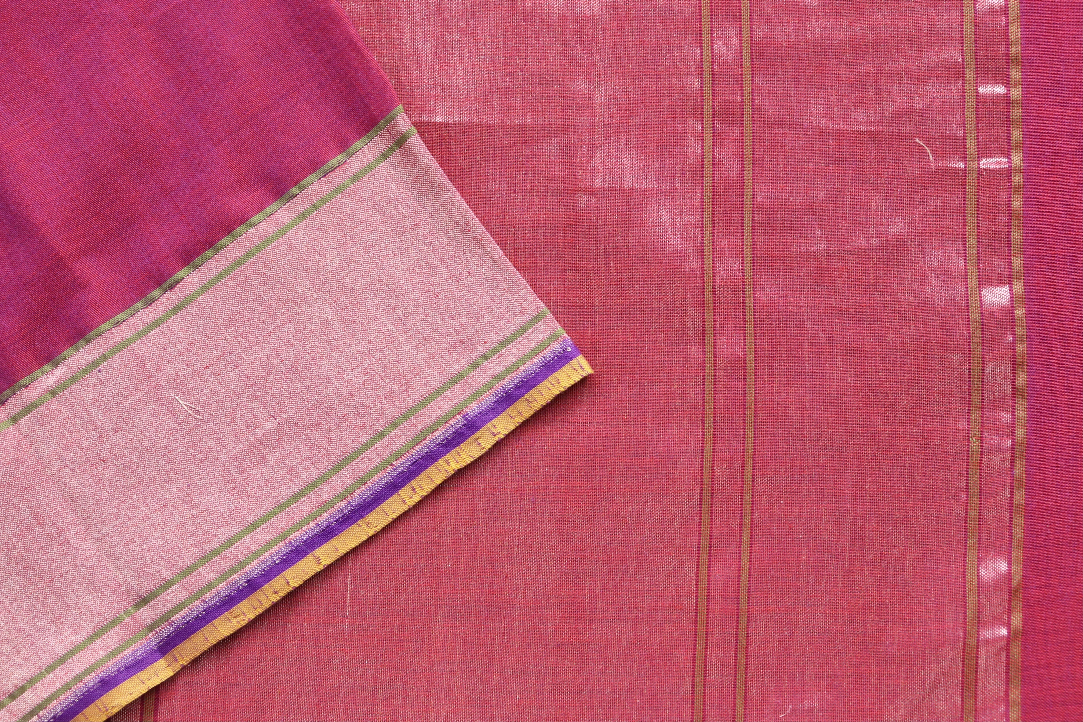 Burgundy Cotton Kadhua Motif Banarasi Handloom Saree