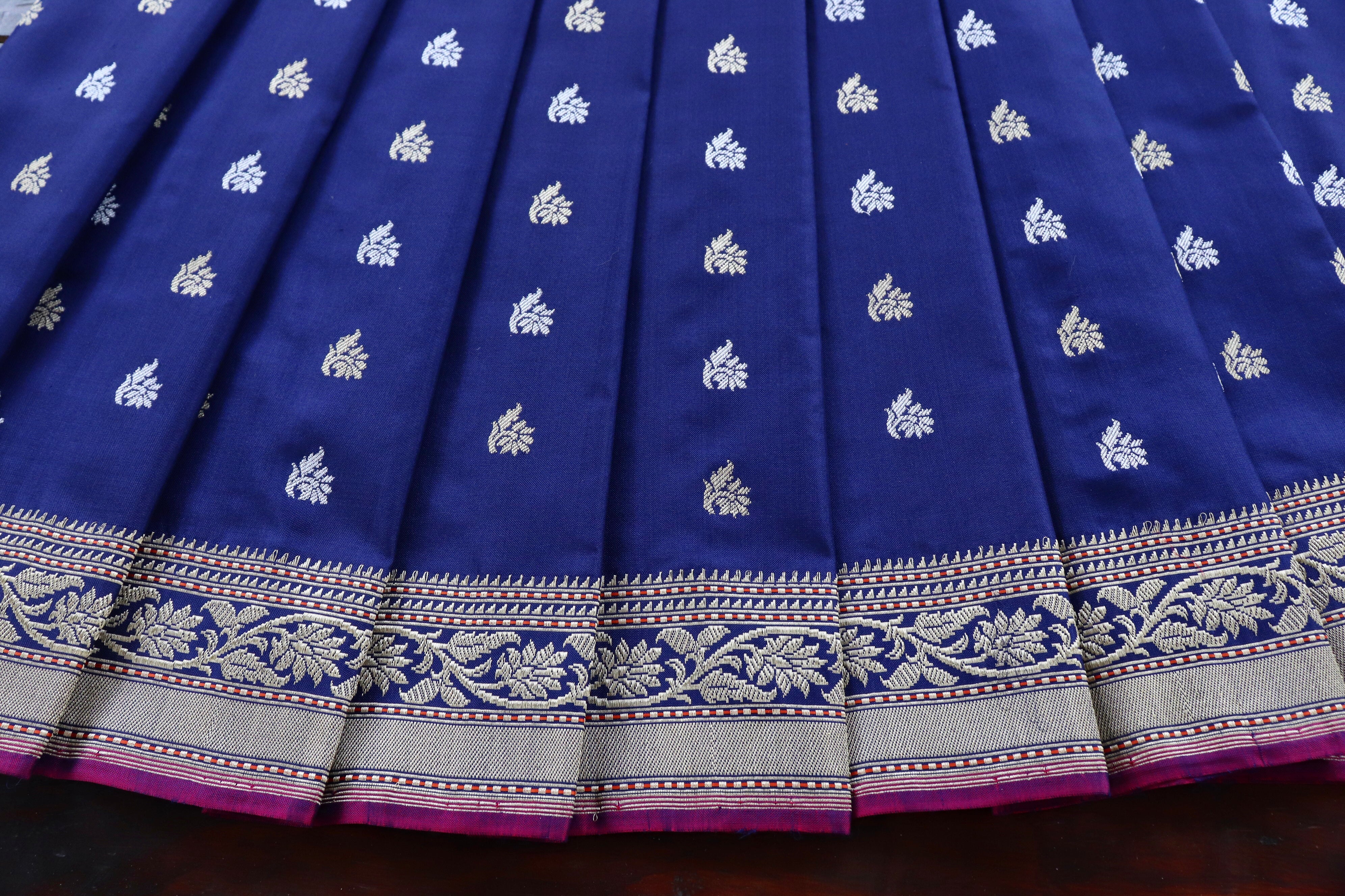 Royal Blue Kadhua Motif Pure Silk Handloom Banarasi Saree