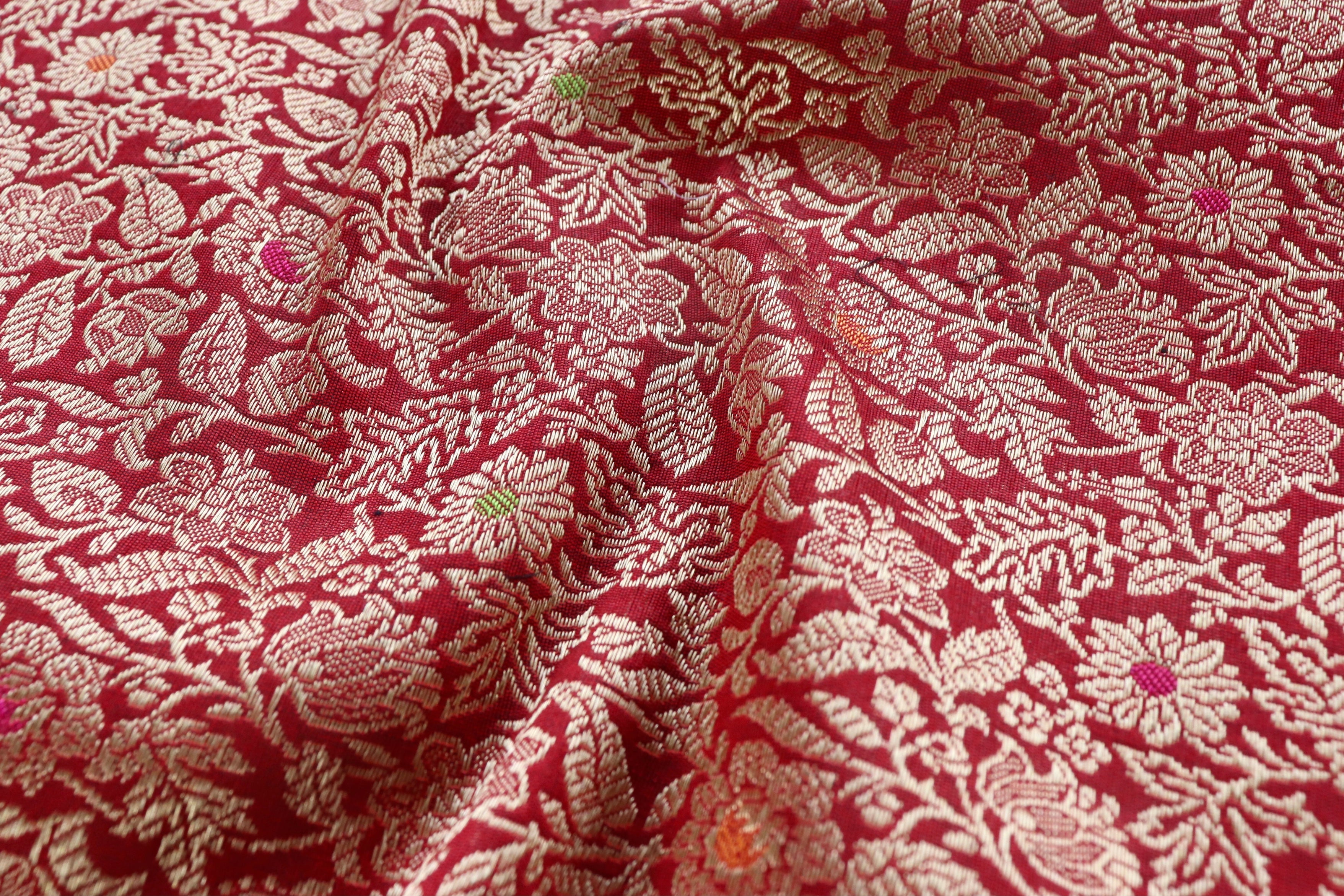 Maroon Tanchoi Pure Silk Handloom Banarasi Dupatta