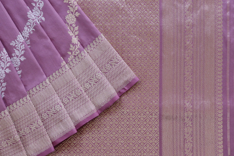 Lavender Aada Jangla Pure Katan Silk Banarasi Saree | Stuti Weaves