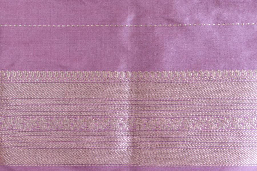 Lavender Aada Jangla Pure Katan Silk Banarasi Saree | Stuti Weaves