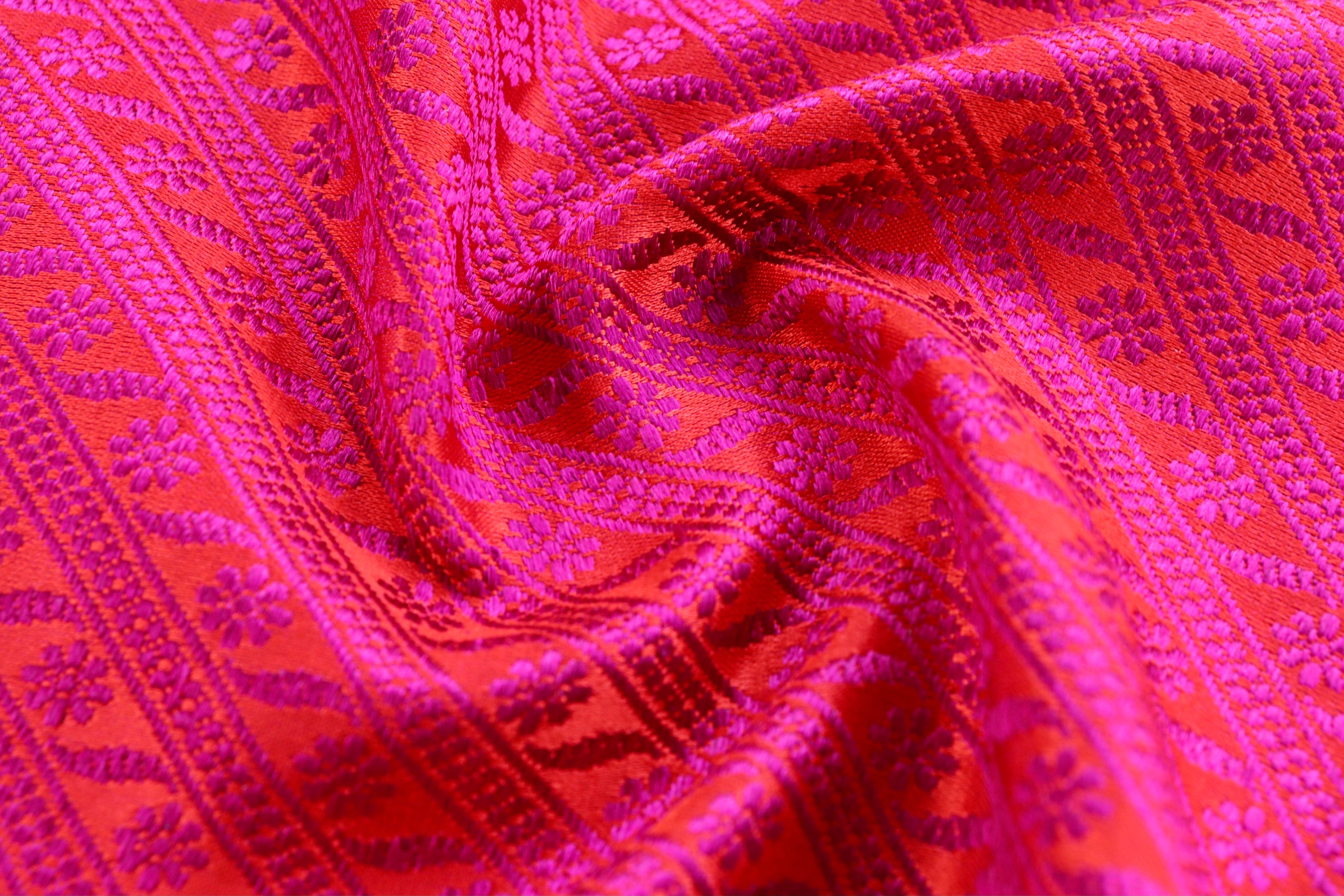 Rani Pink Silk Handloom Banarasi Stole