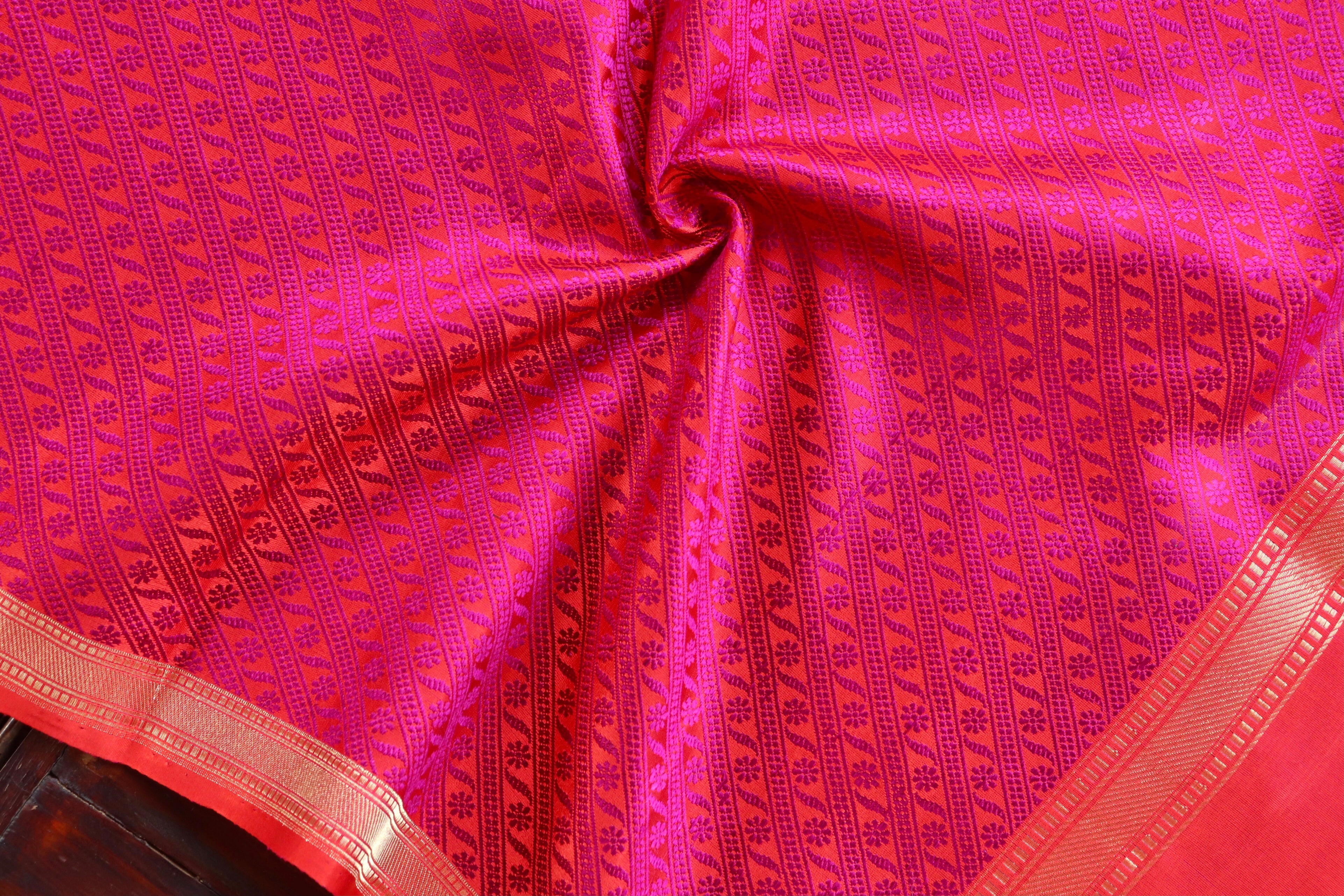 Rani Pink Silk Handloom Banarasi Stole