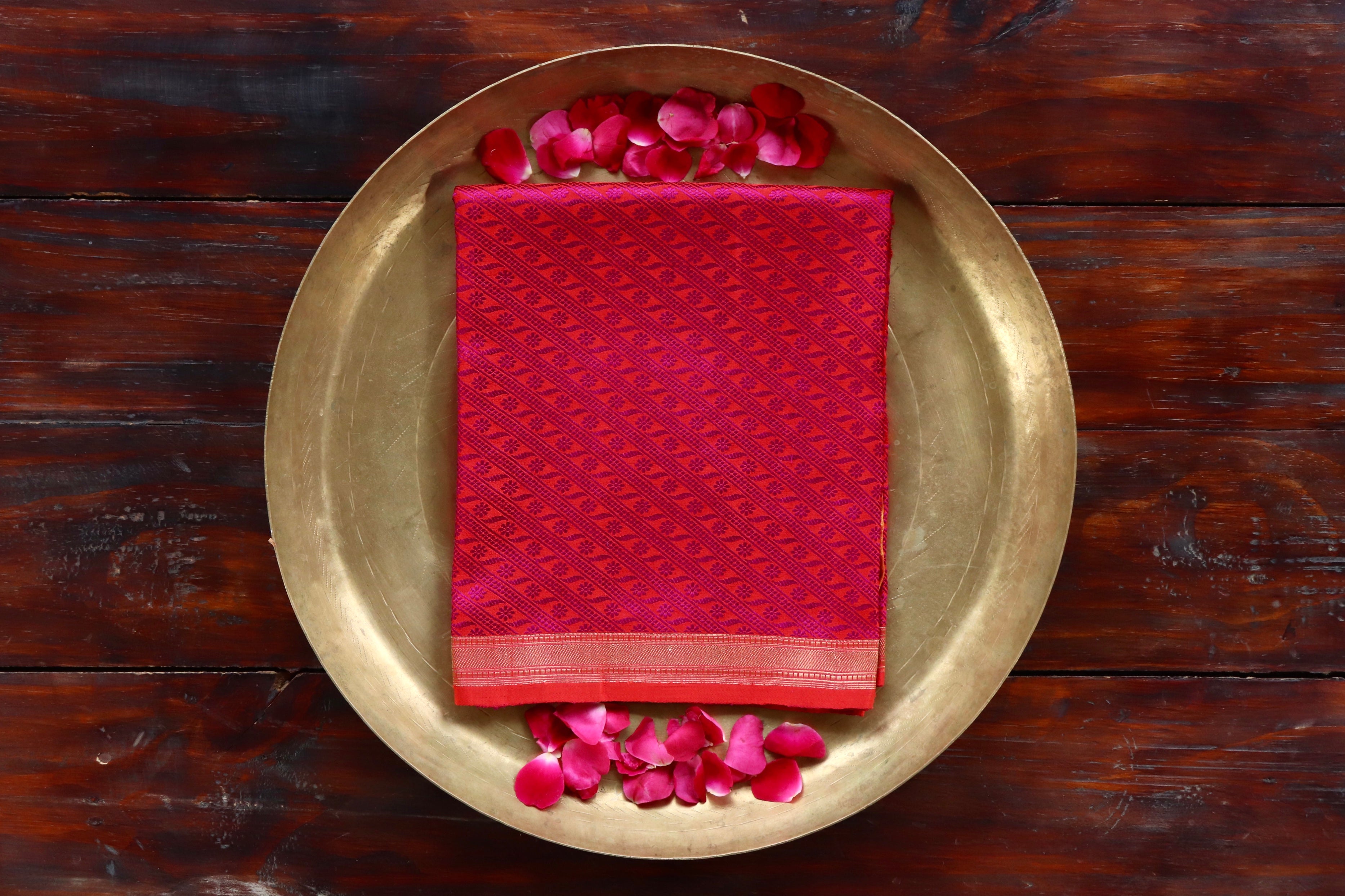 Rani Pink Silk Handloom Banarasi Stole