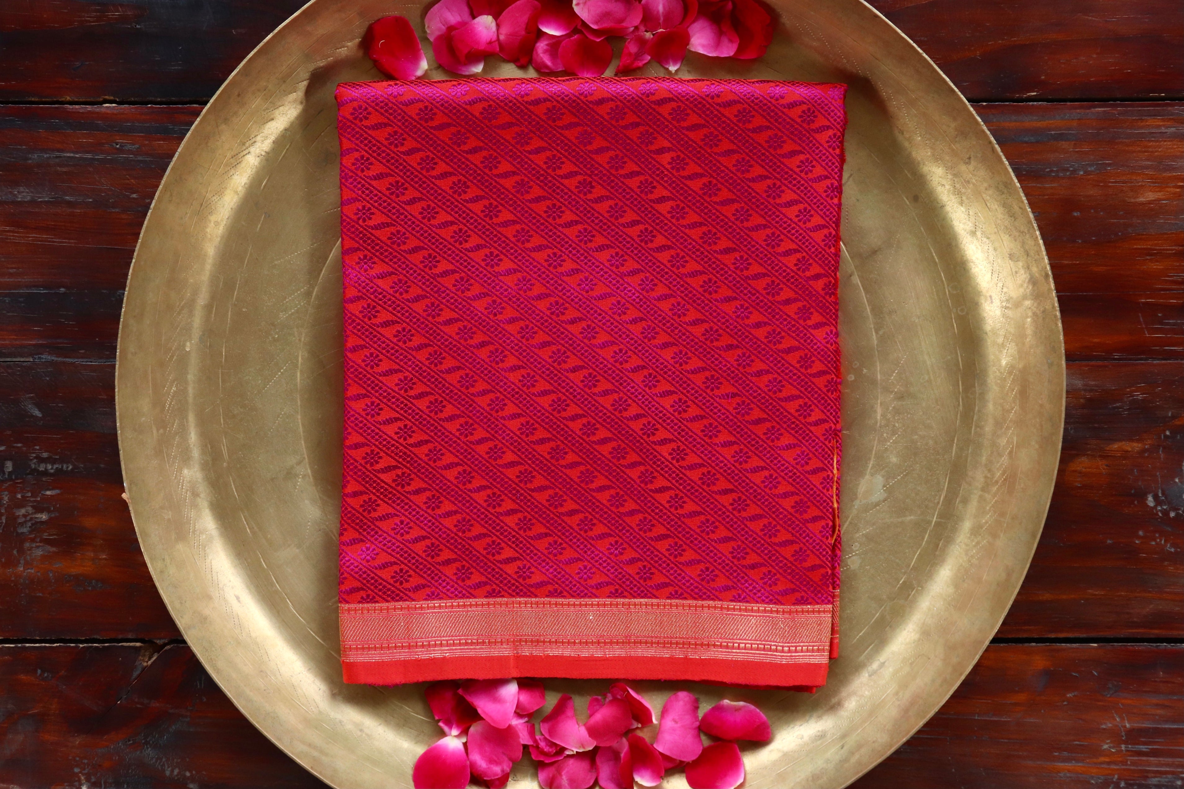 Rani Pink Silk Handloom Banarasi Stole