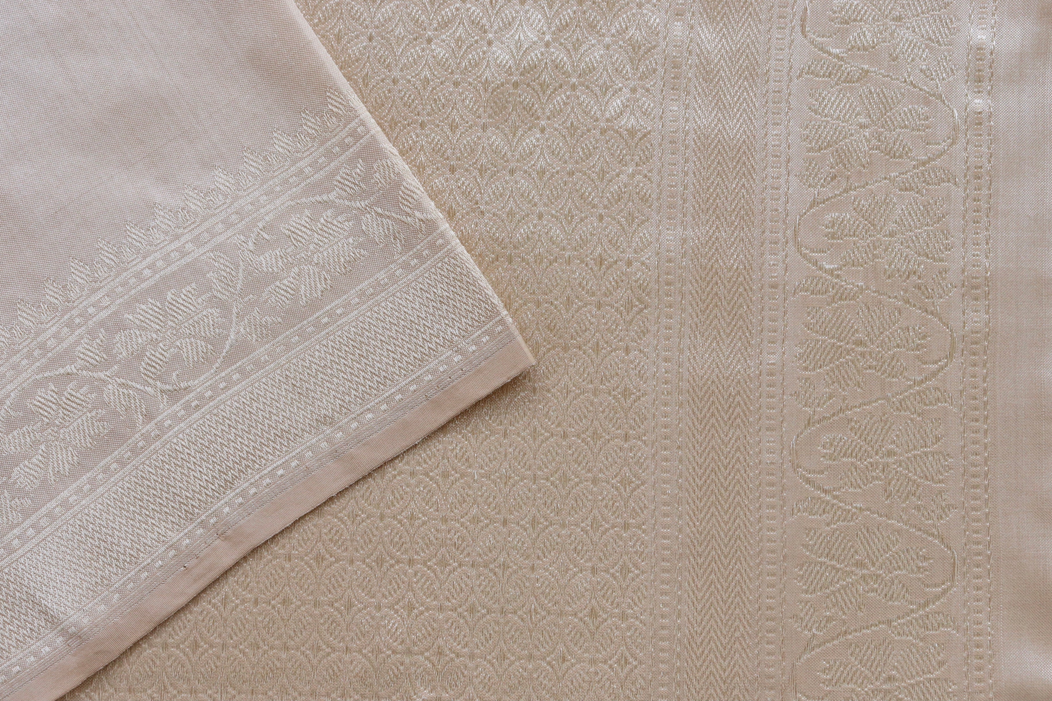 Beige Guldasta Motif Pure Katan Silk Handloom Saree