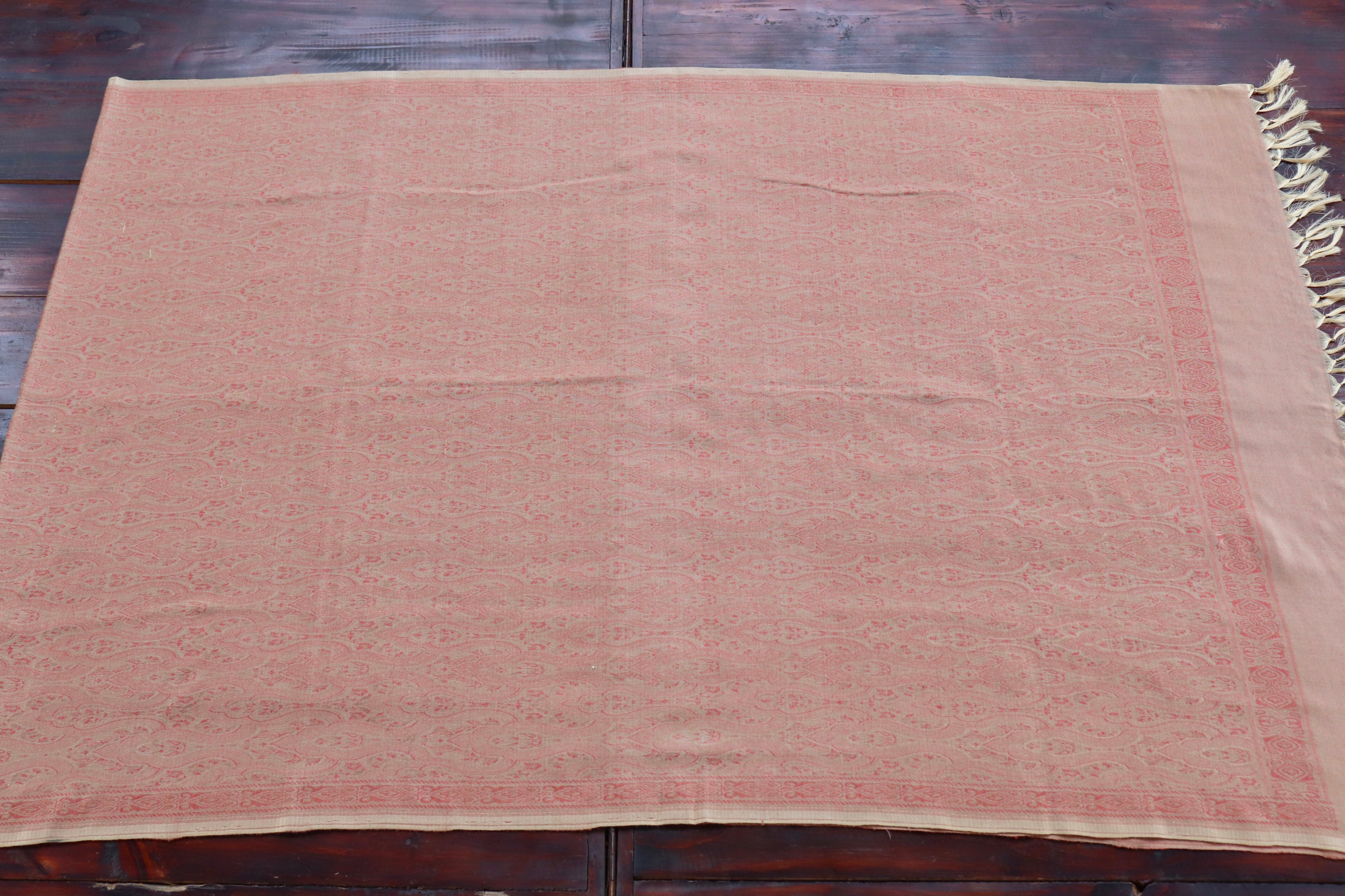 Ivory Pure Wool & Silk Handloom Banarasi Shawl