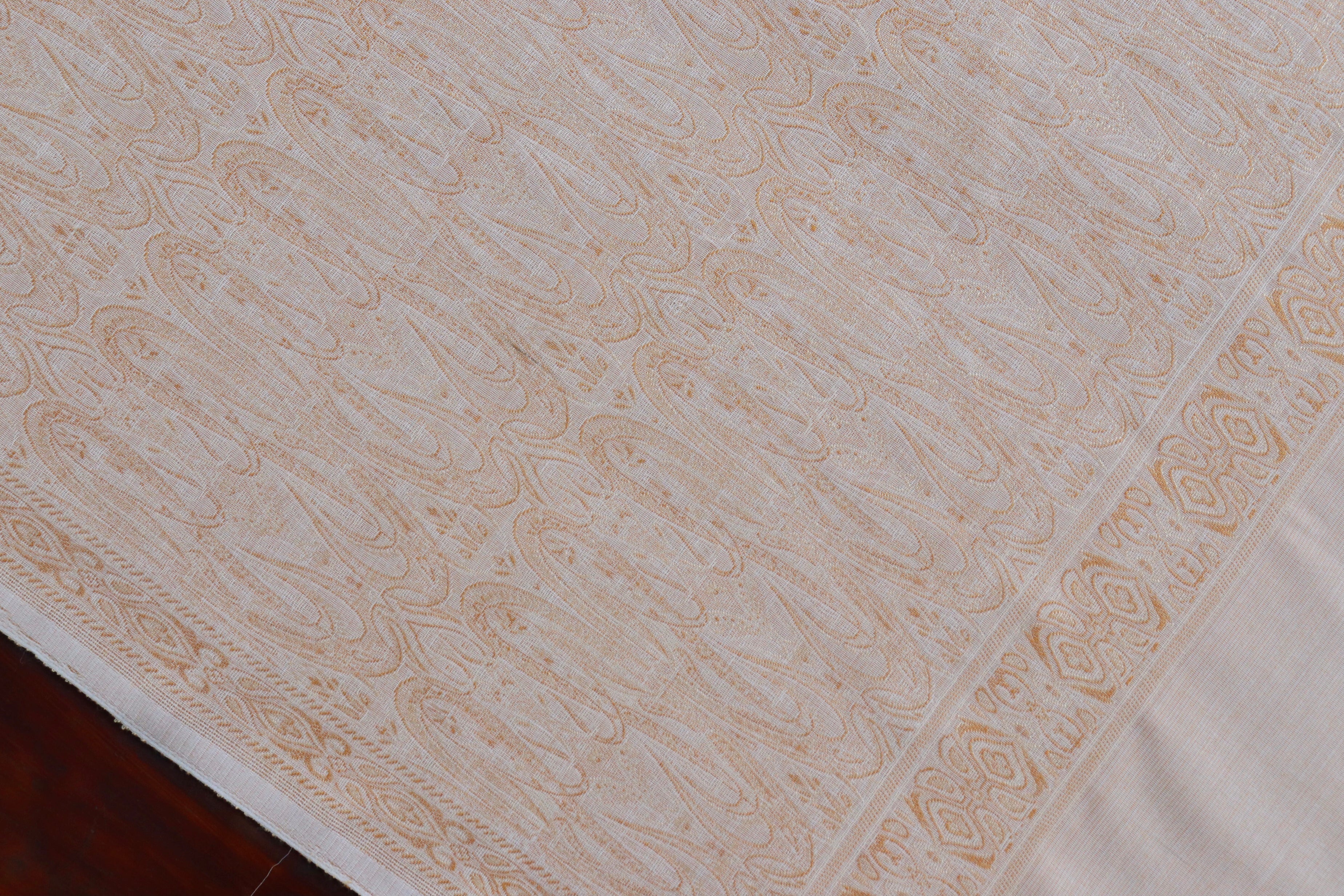 Ivory Pure Wool &  Silk Handloom Banarasi Shawl