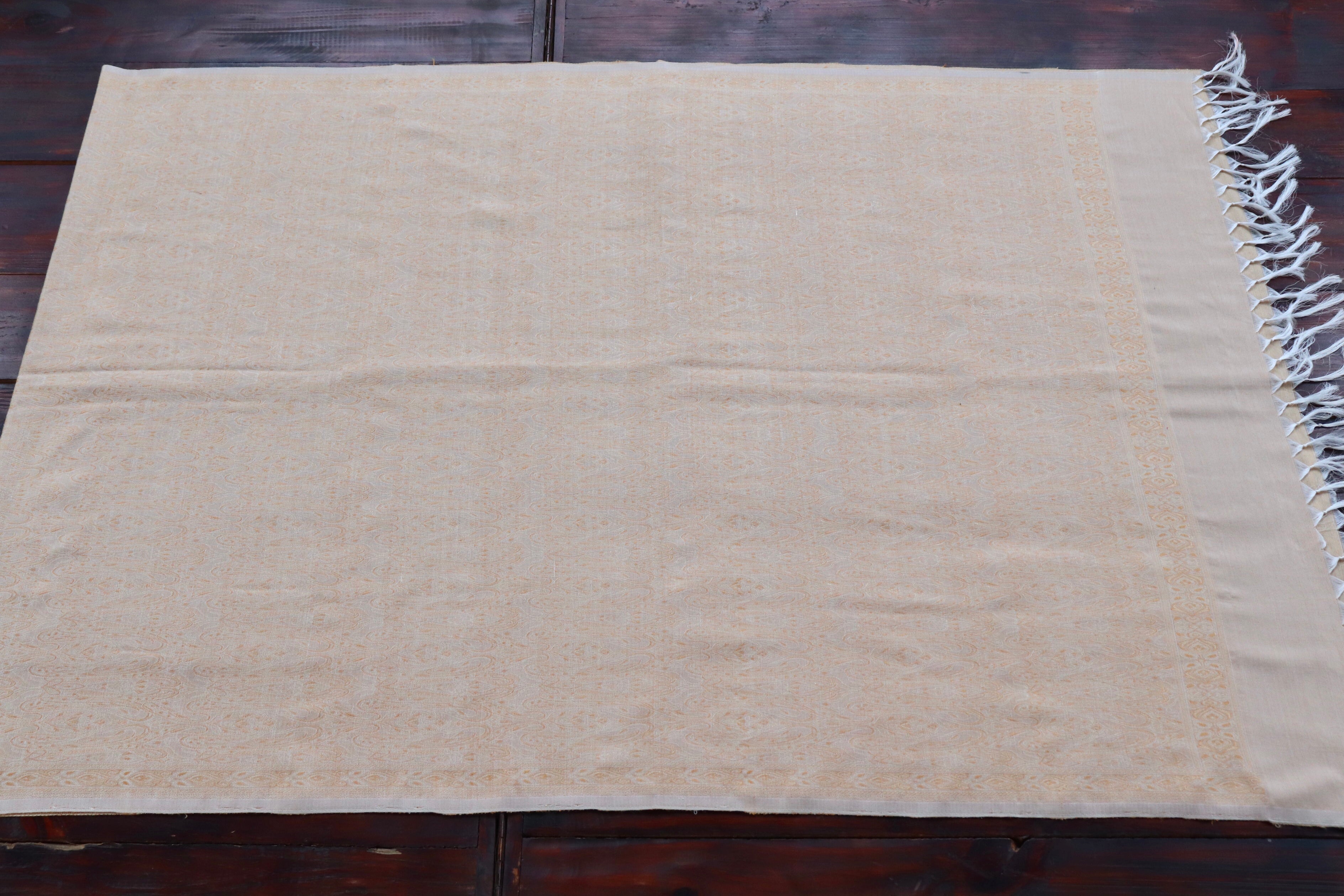 Ivory Pure Wool &  Silk Handloom Banarasi Shawl