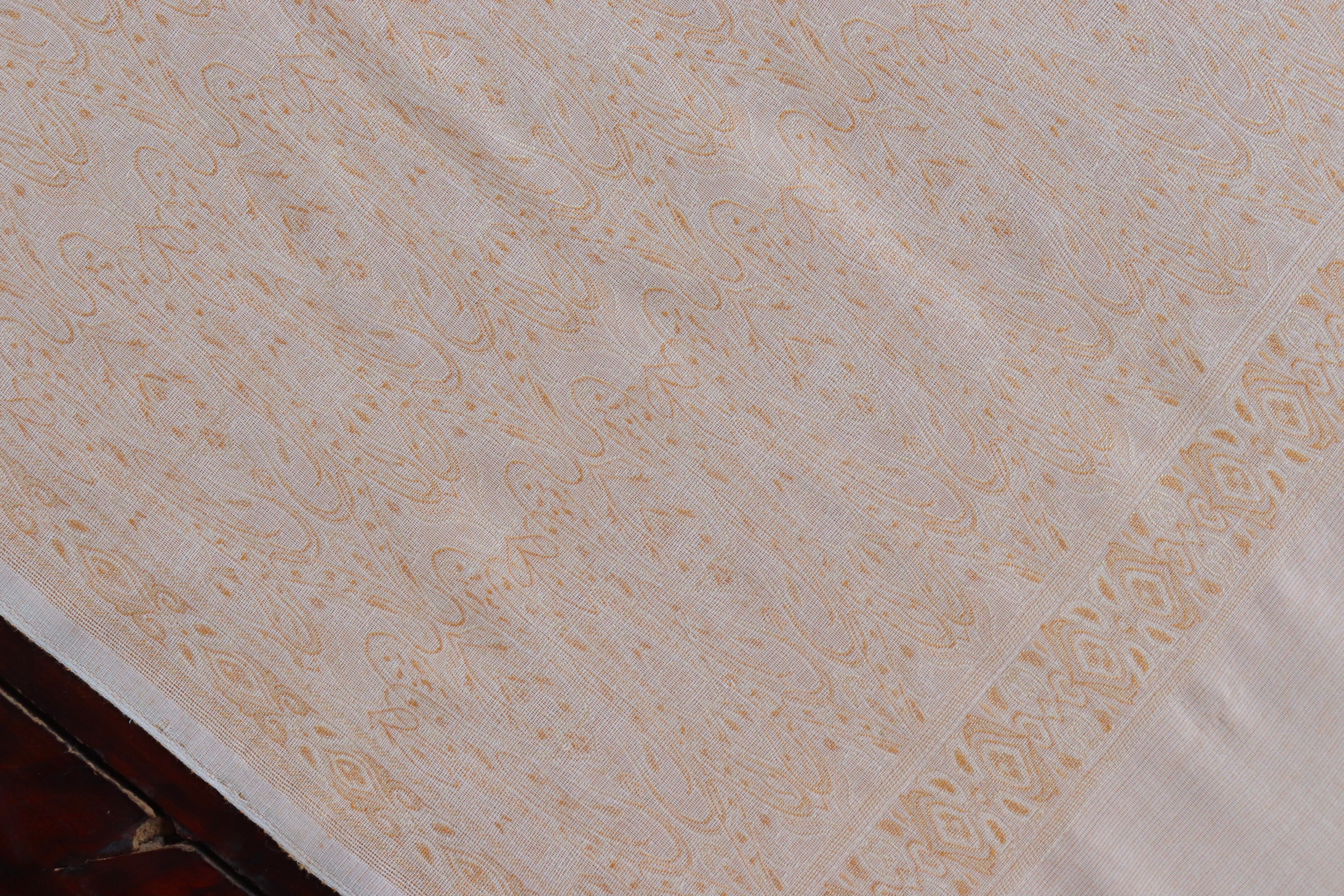 Ivory Pure Wool &  Silk Handloom Banarasi Shawl