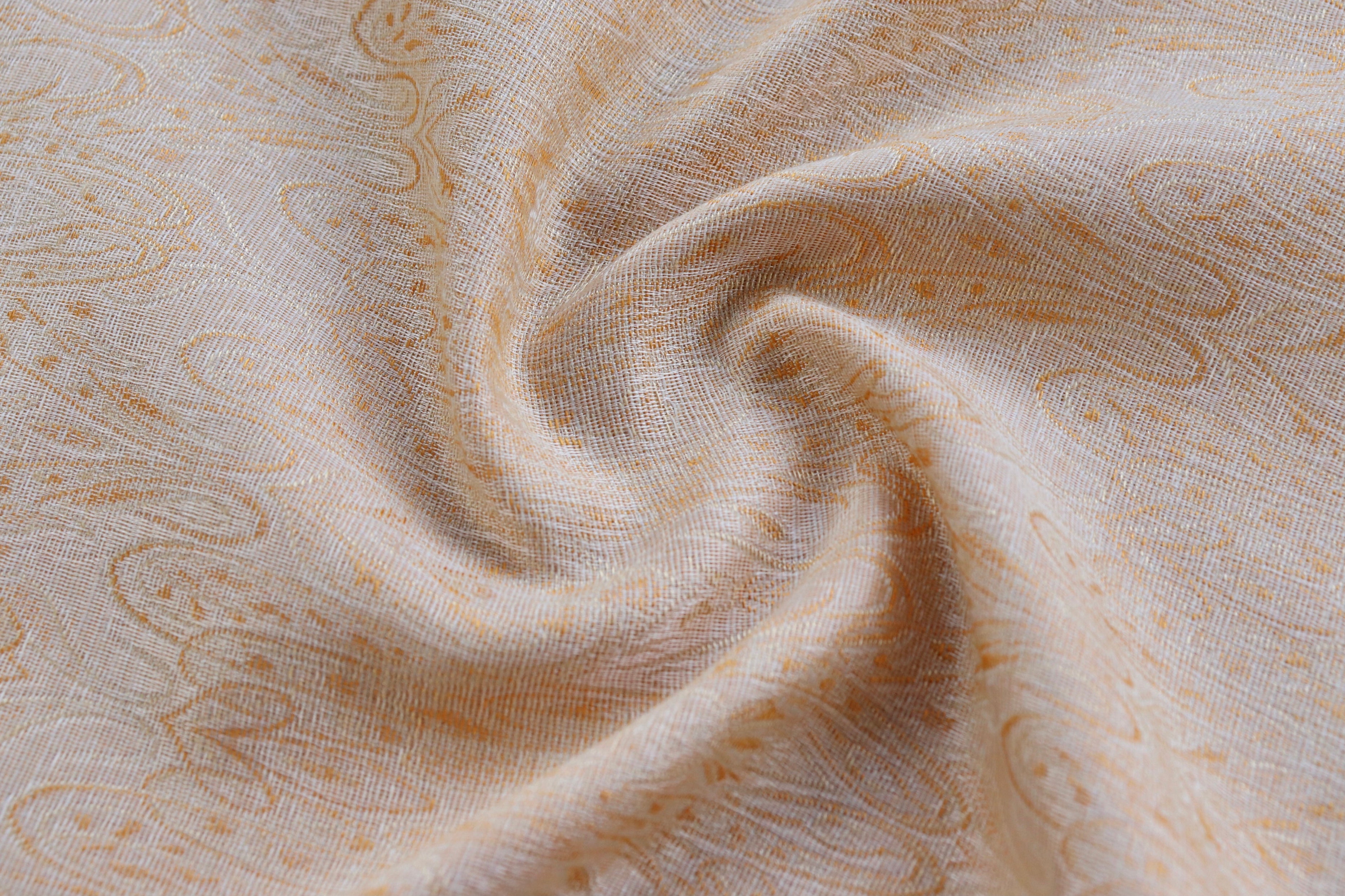 Ivory Pure Wool &  Silk Handloom Banarasi Shawl