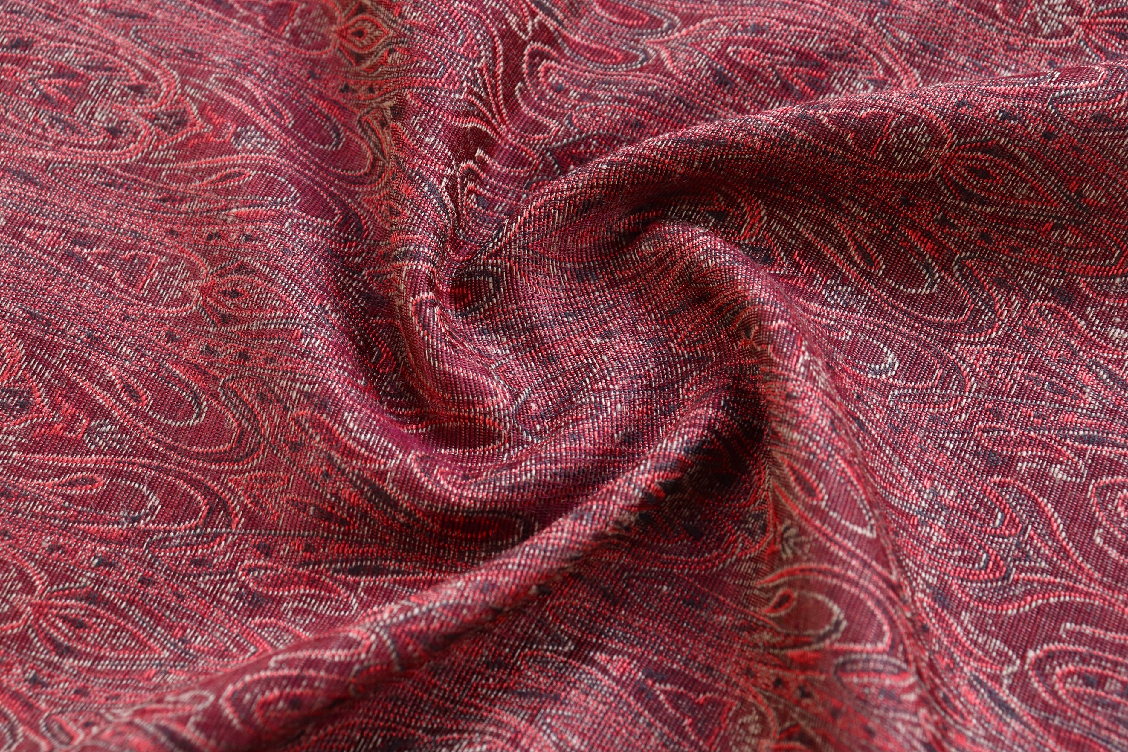 Maroon Pure Wool &  Silk Handloom Banarasi Shawl