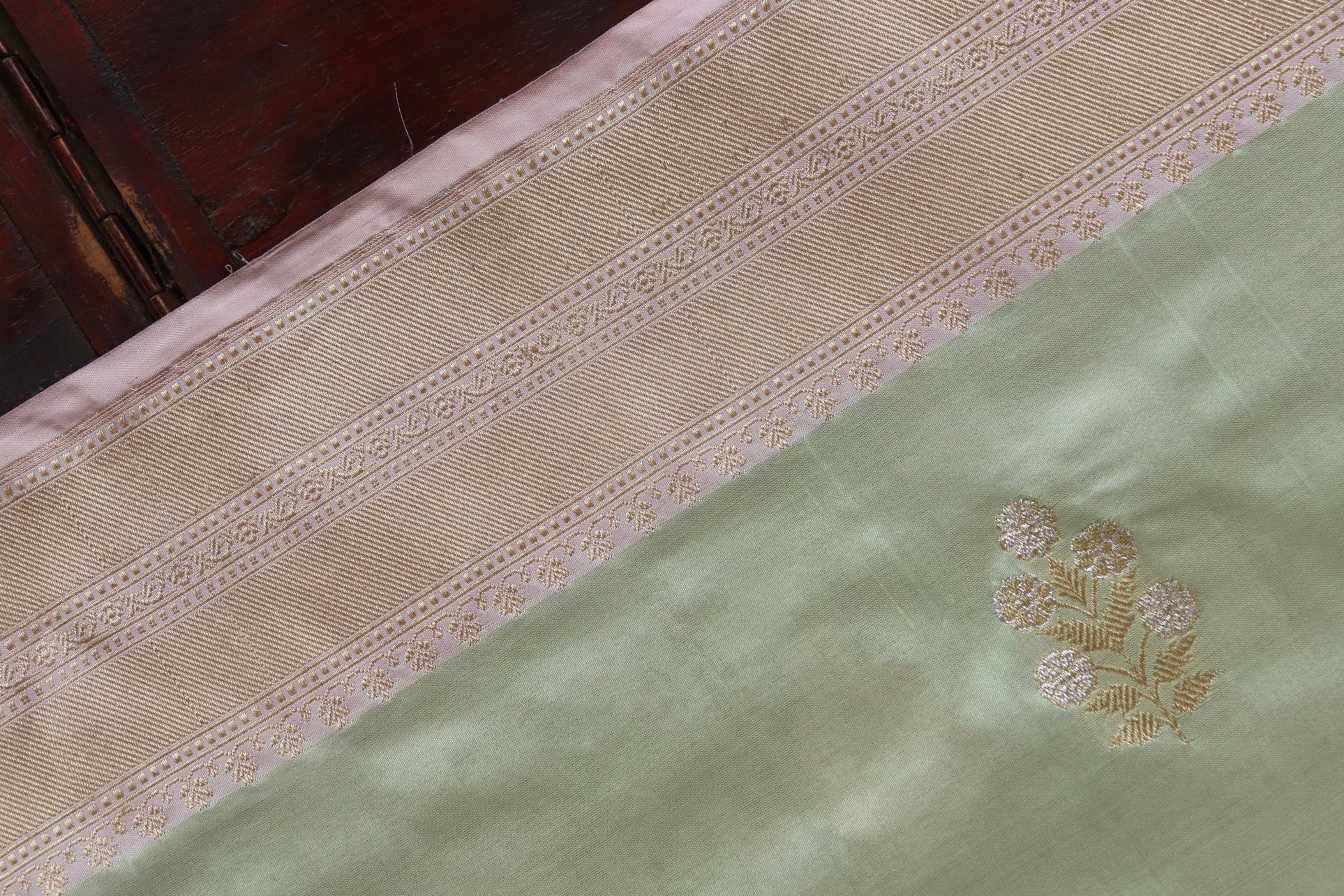 Sage Green Kadhua Pure Katan Silk Handloom Banarasi Saree