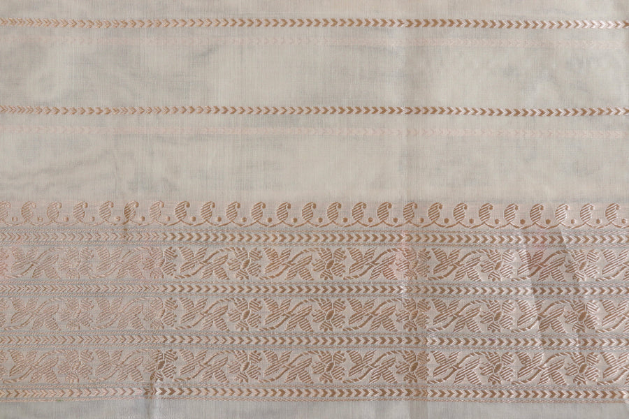 Ivory Kadhua Kora Jangla Handwoven Saree