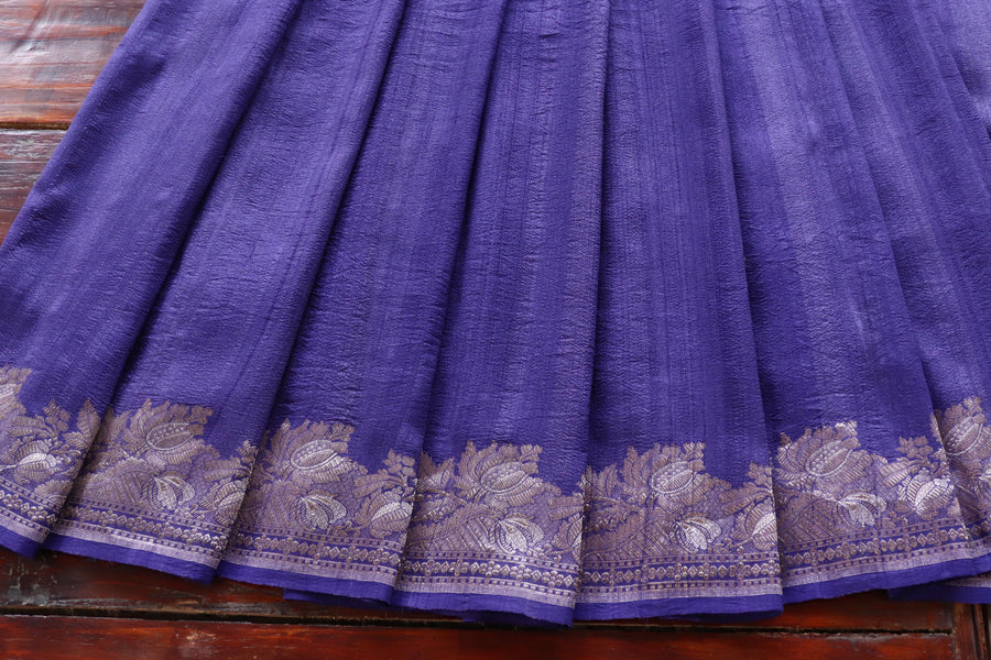 Violet Tussar Silk Banarasi Saree | Stuti Weaves