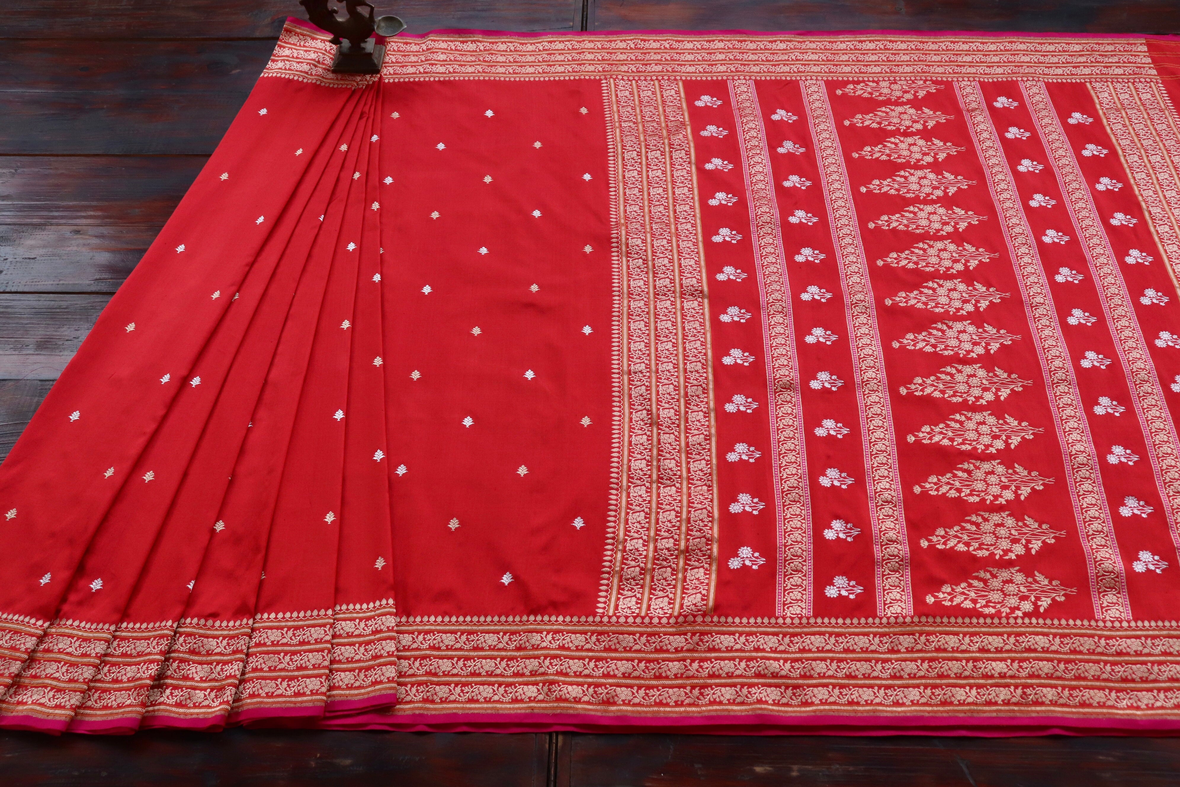 Classic Red Kadhua Motif Pure Silk Handloom Banarasi Saree