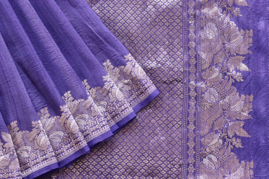 Violet Tussar Silk Banarasi Saree | Stuti Weaves