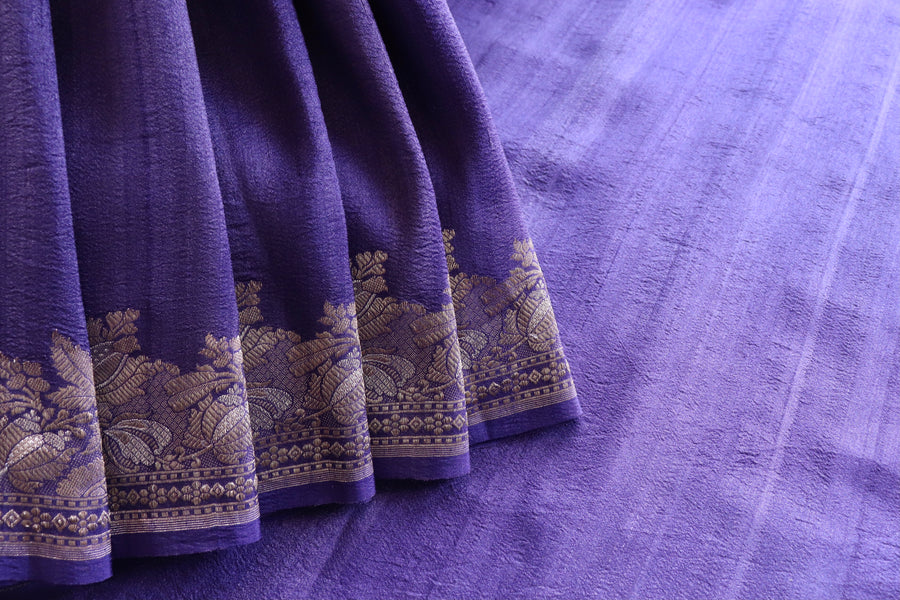 Violet Tussar Silk Banarasi Saree | Stuti Weaves
