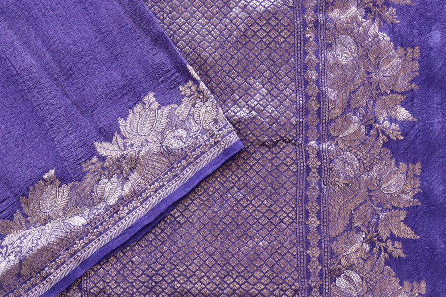 Violet Tussar Silk Banarasi Saree | Stuti Weaves
