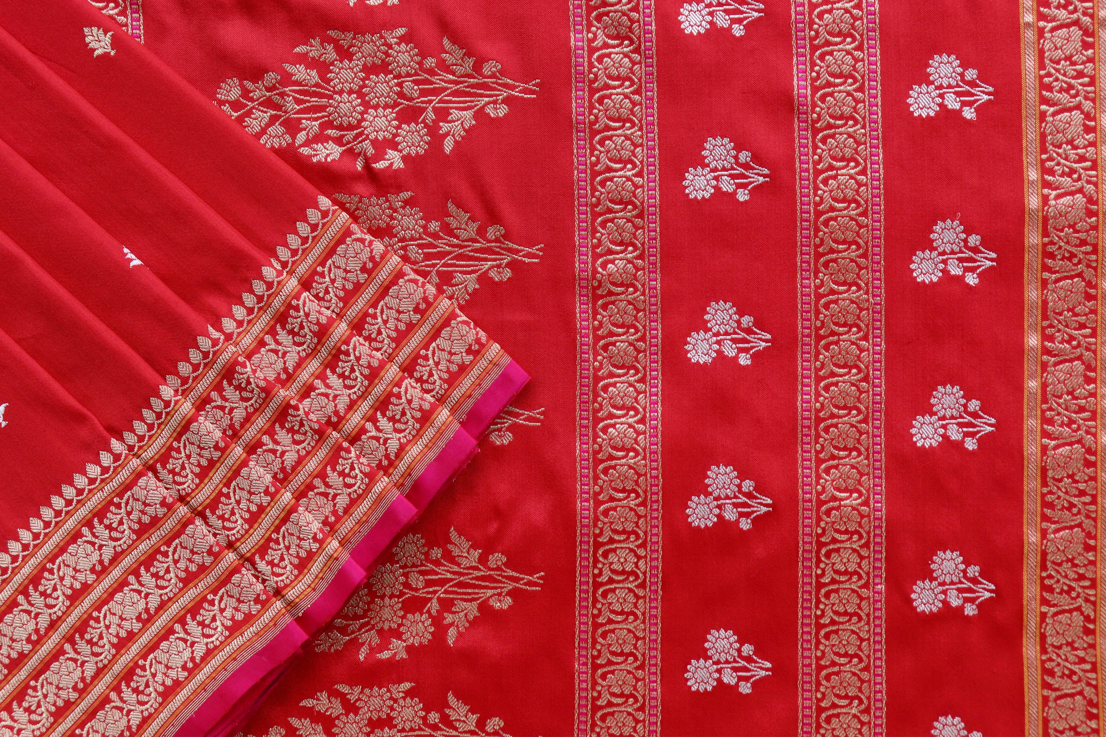 Classic Red Kadhua Motif Pure Silk Handloom Banarasi Saree