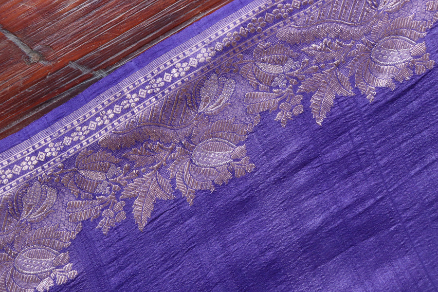 Violet Tussar Silk Banarasi Saree | Stuti Weaves