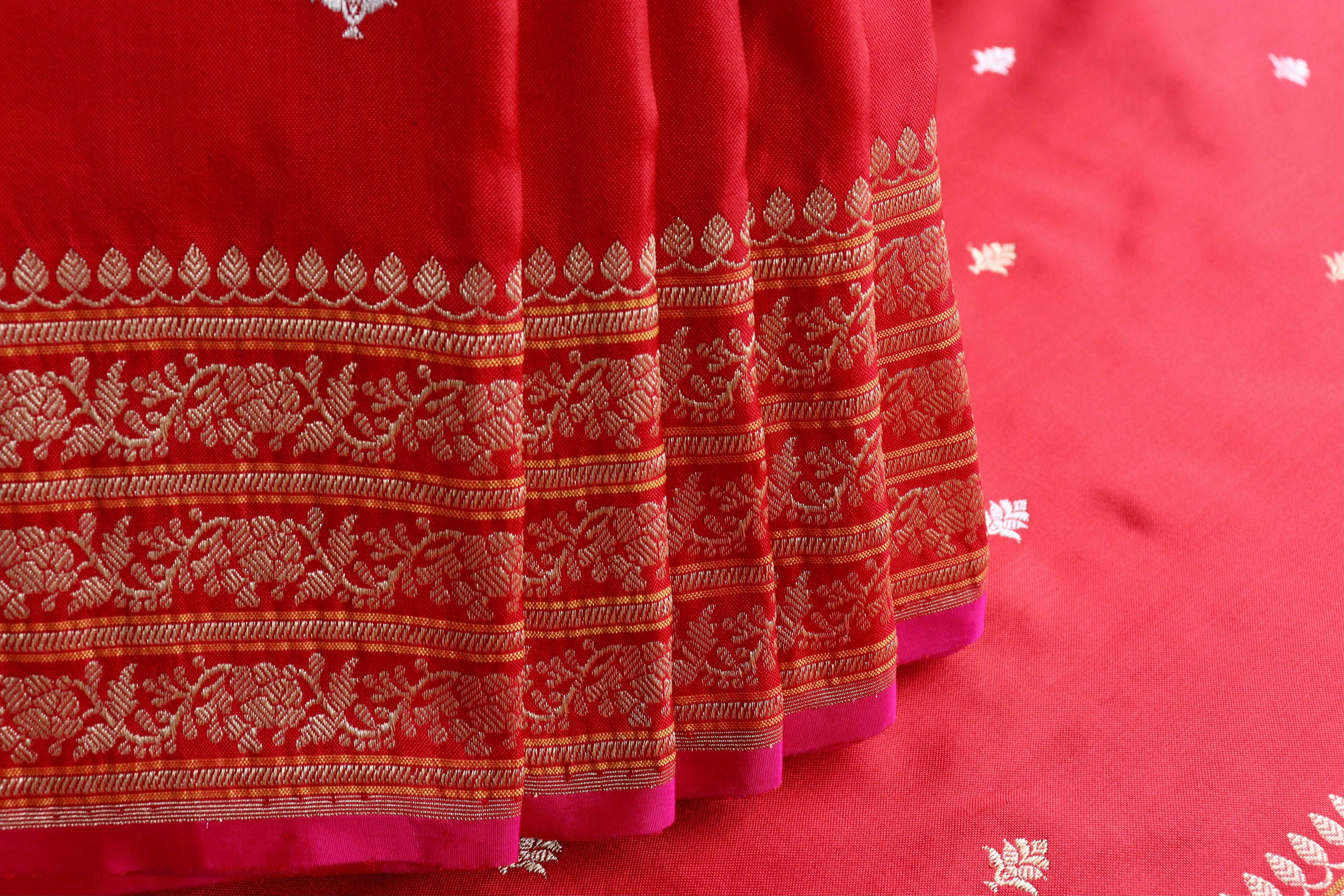 Classic Red Kadhua Motif Pure Silk Handloom Banarasi Saree