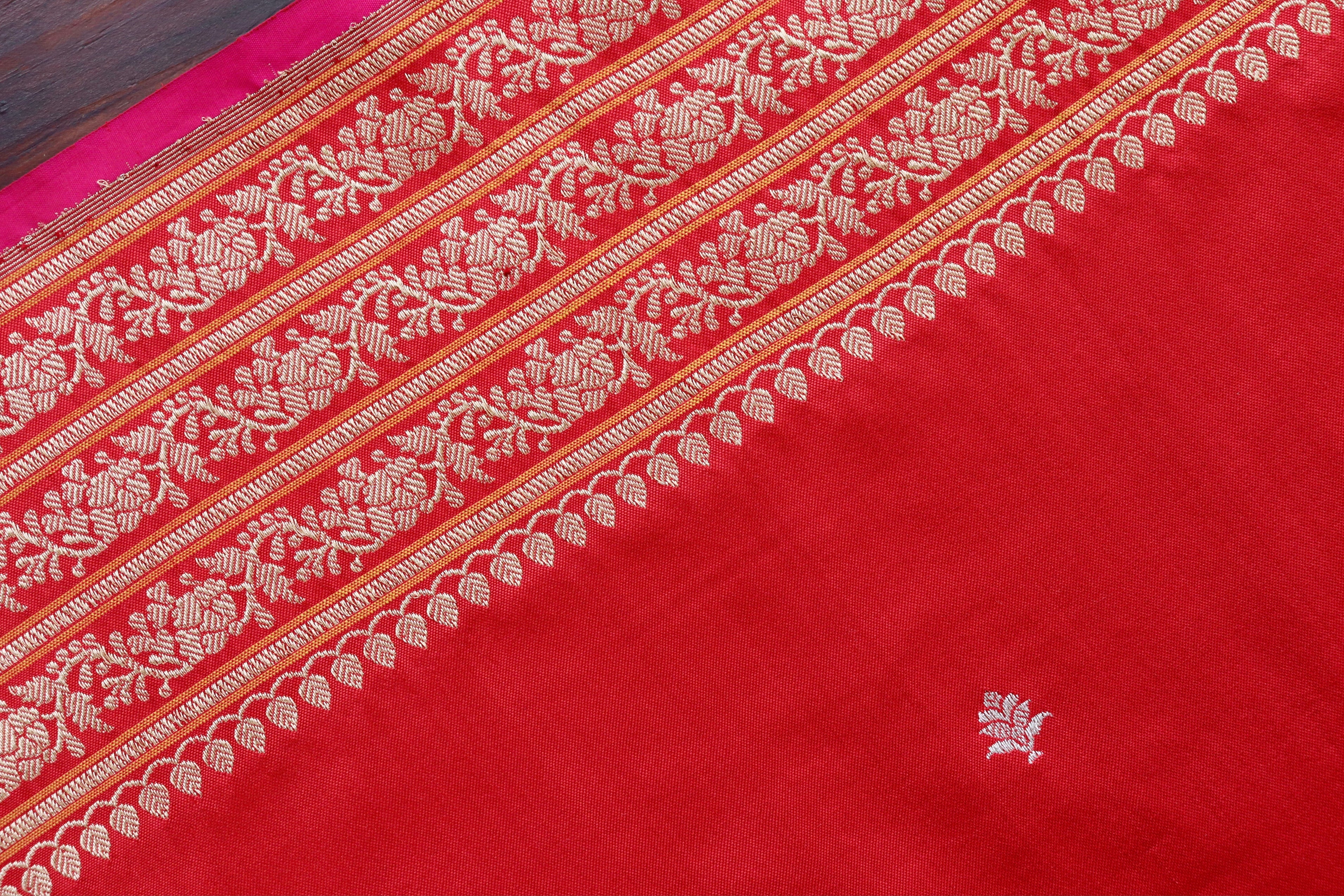 Classic Red Kadhua Motif Pure Silk Handloom Banarasi Saree