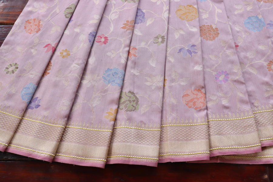 Pale Pink Kimkhab Pure Silk Banarasi Saree | Stuti Weaves