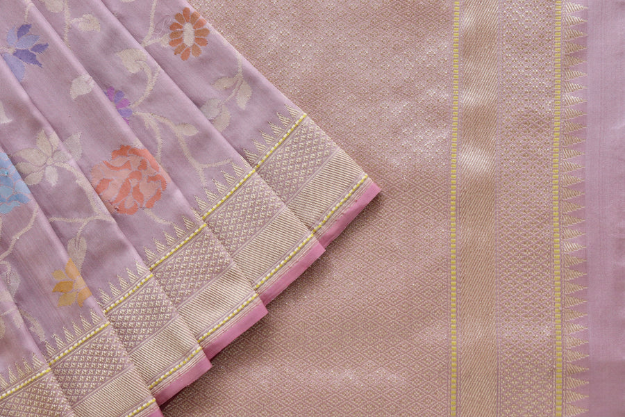 Pale Pink Kimkhab Pure Silk Banarasi Saree | Stuti Weaves