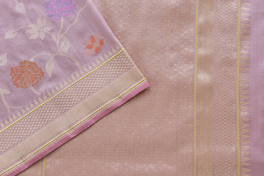 Pale Pink Kimkhab Pure Silk Banarasi Saree | Stuti Weaves